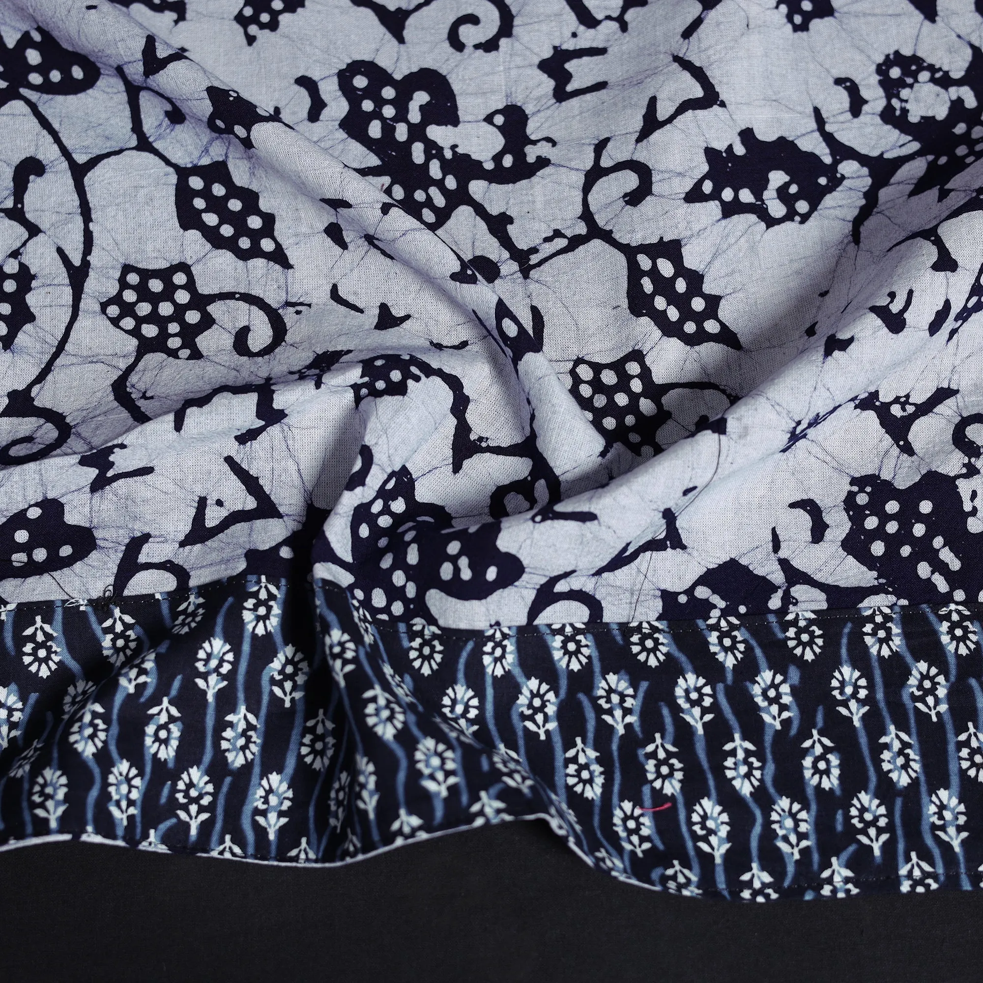 Grey - Cotton Hand Block Batik Print Blouse Piece 63 sold by Itokri product image thumbnail 3