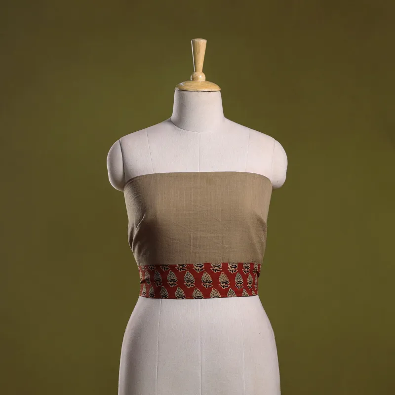 Brown - Plain Cotton Blouse Piece 56 made by Itokri