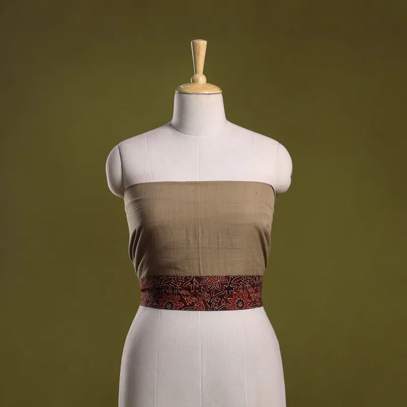 Brown - Plain Cotton Blouse Piece 55 made by Itokri