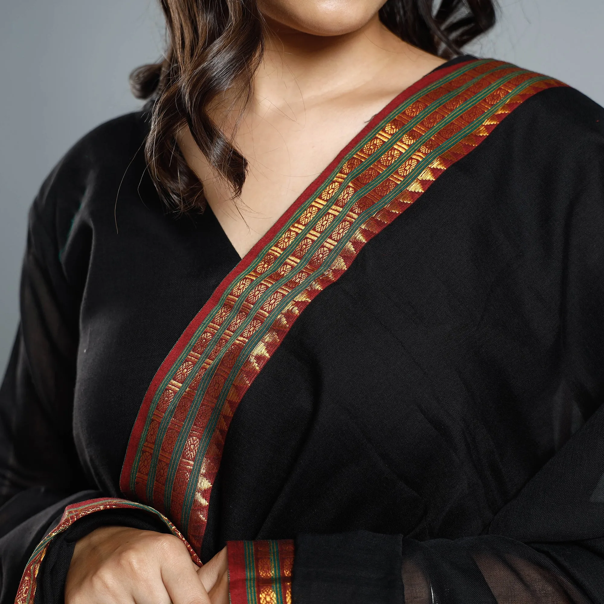 Black - Dharwad Cotton Kurta with Palazzo & Dupatta Set sold by Itokri product image thumbnail 4