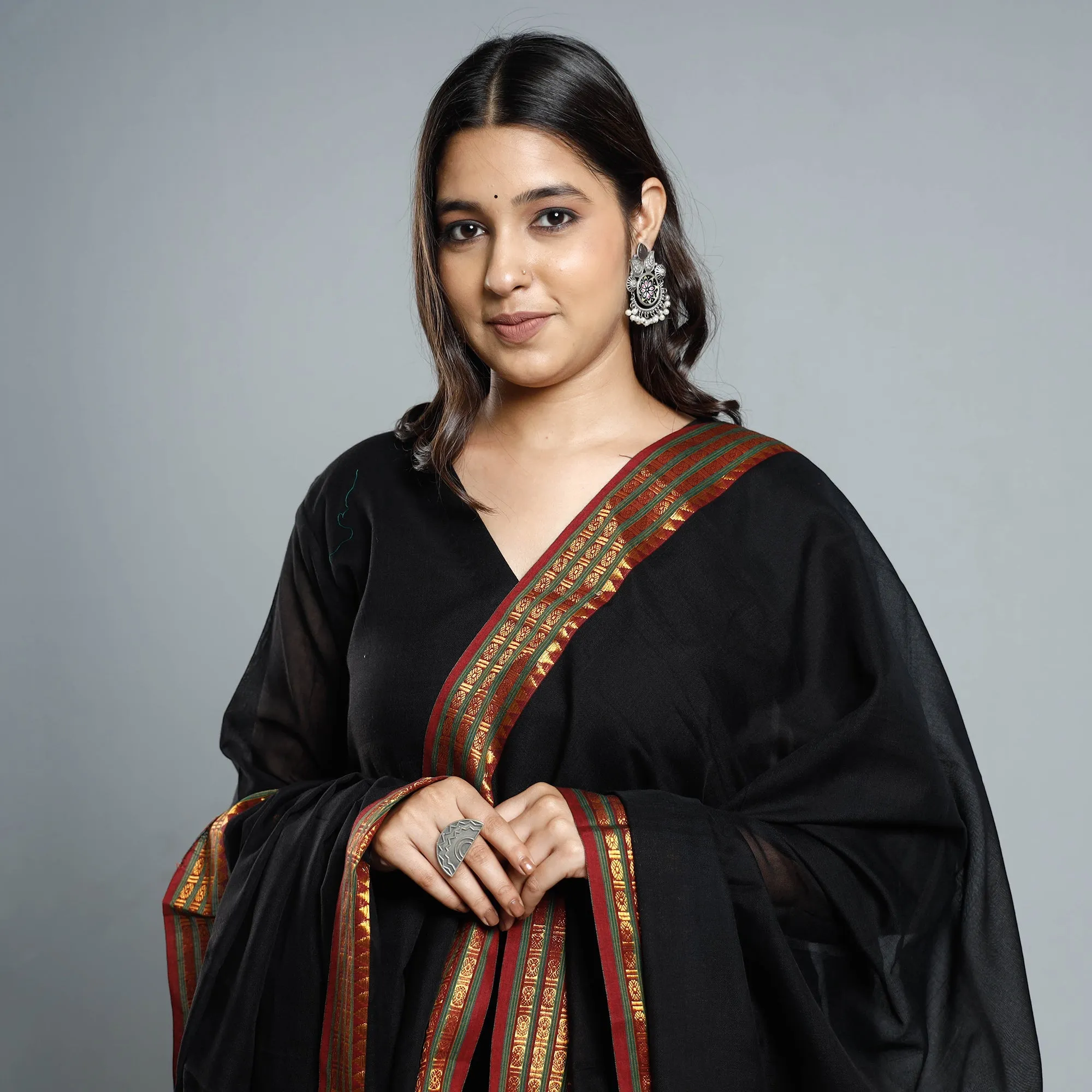 Black - Dharwad Cotton Kurta with Palazzo & Dupatta Set sold by Itokri product image thumbnail 2