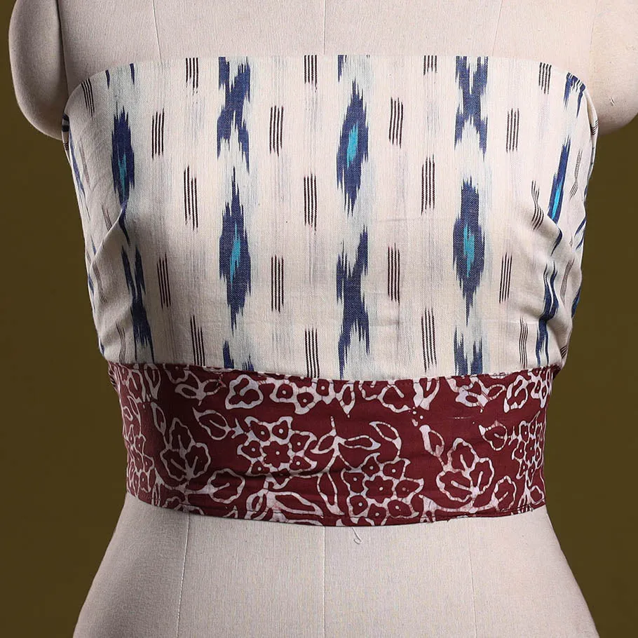 White - Cotton Pochampally Ikat Blouse Piece 29 sold by Itokri product image thumbnail 2