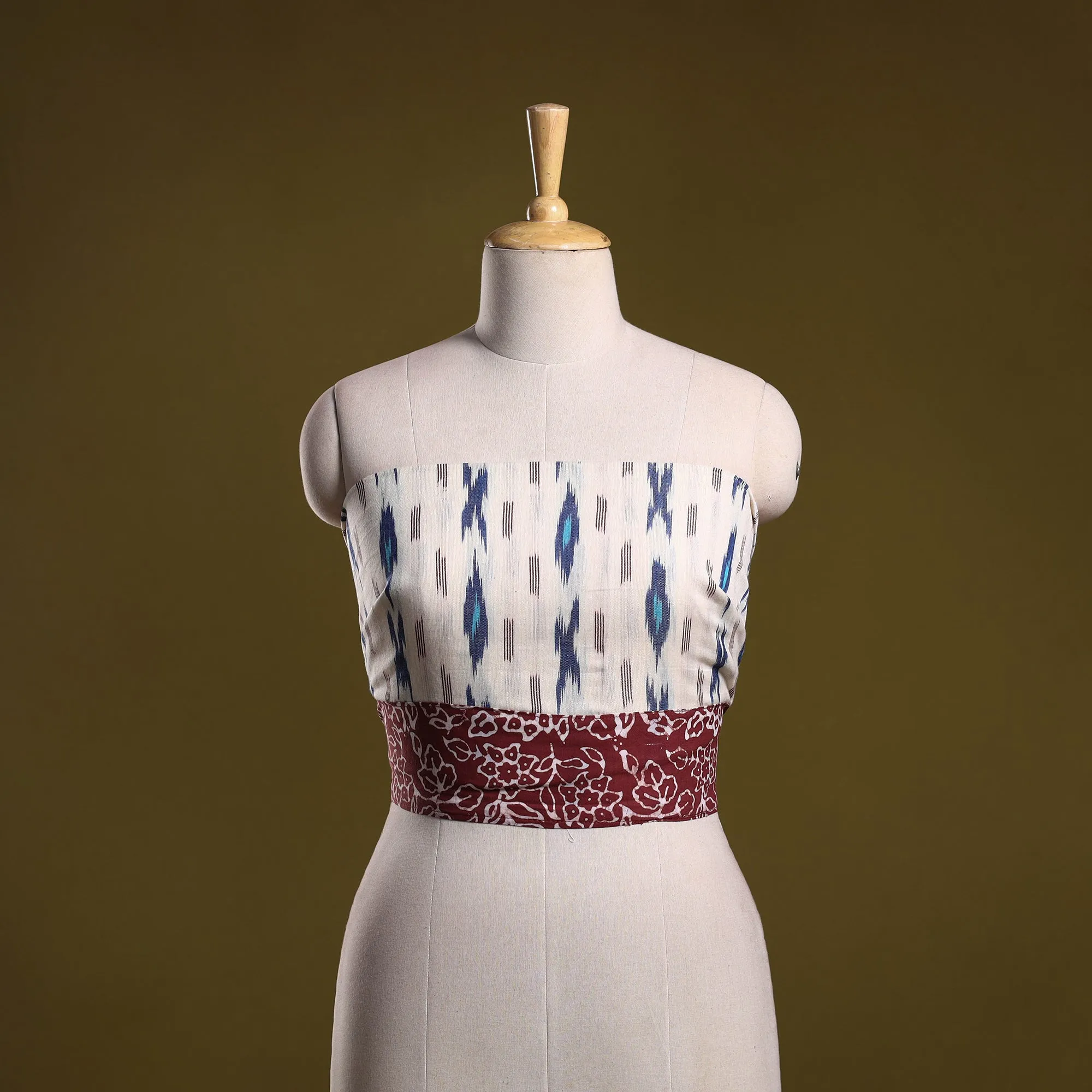 White - Cotton Pochampally Ikat Blouse Piece 29 sold by Itokri