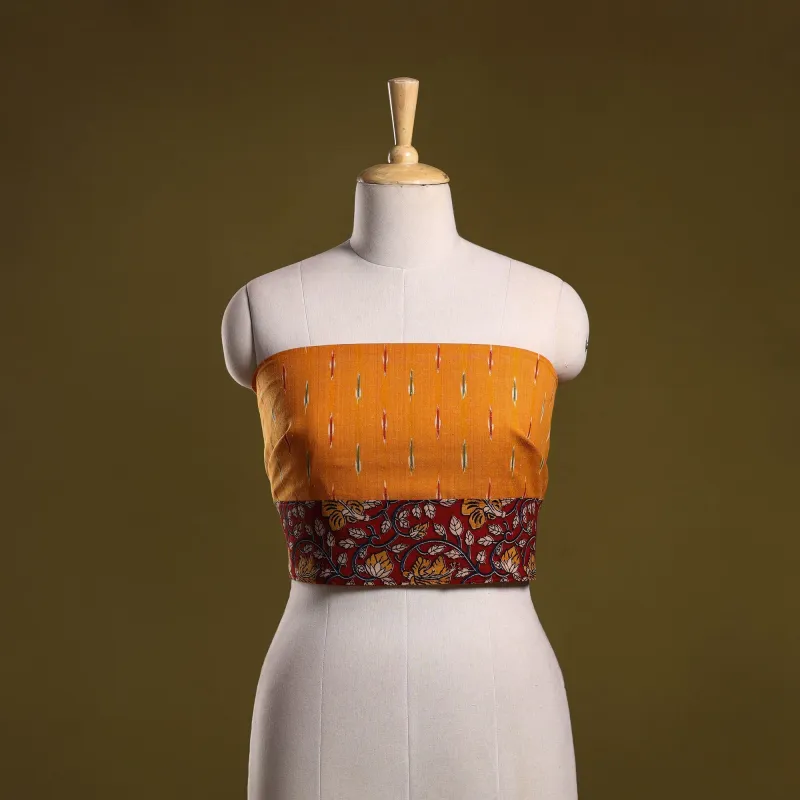 Orange - Cotton Pochampally Ikat Blouse Piece 23 made by Itokri