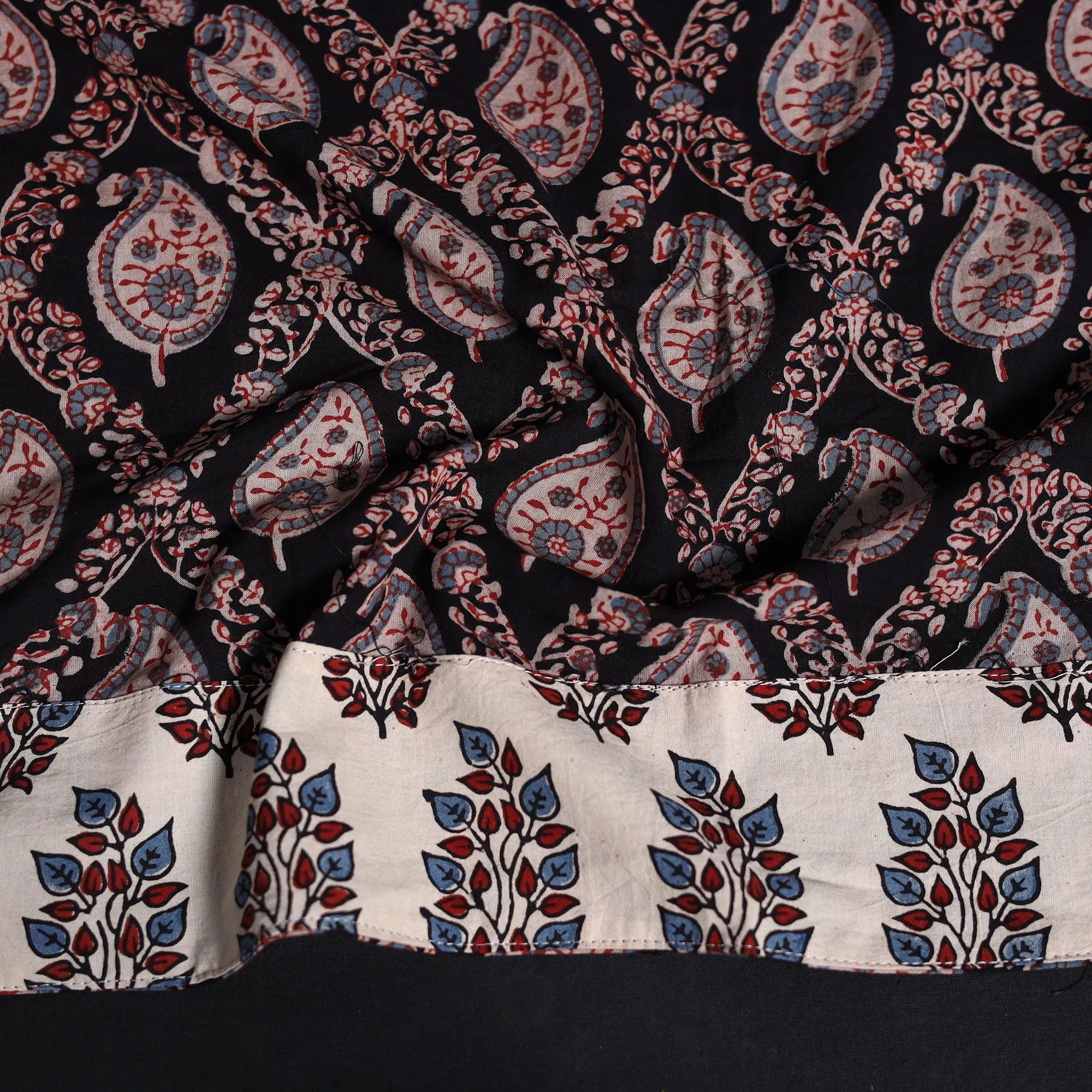 Black - Block Print Cotton Ajrakh Blouse Piece 19 sold by Itokri product image thumbnail 3