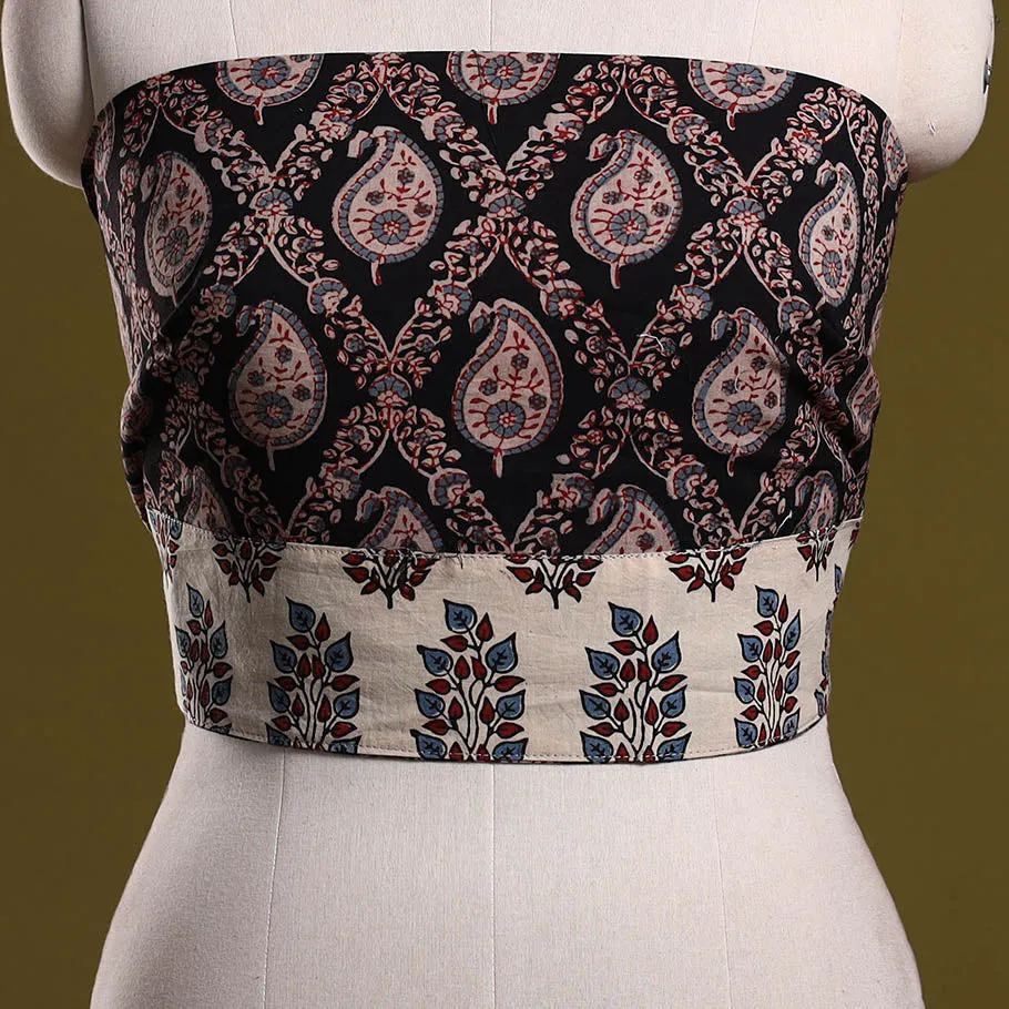 Black - Block Print Cotton Ajrakh Blouse Piece 19 sold by Itokri product image thumbnail 2