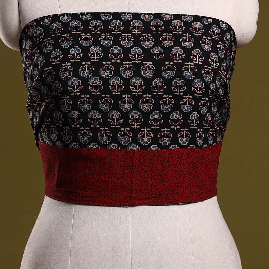 Black - Block Print Cotton Ajrakh Blouse Piece 17 sold by Itokri product image thumbnail 2
