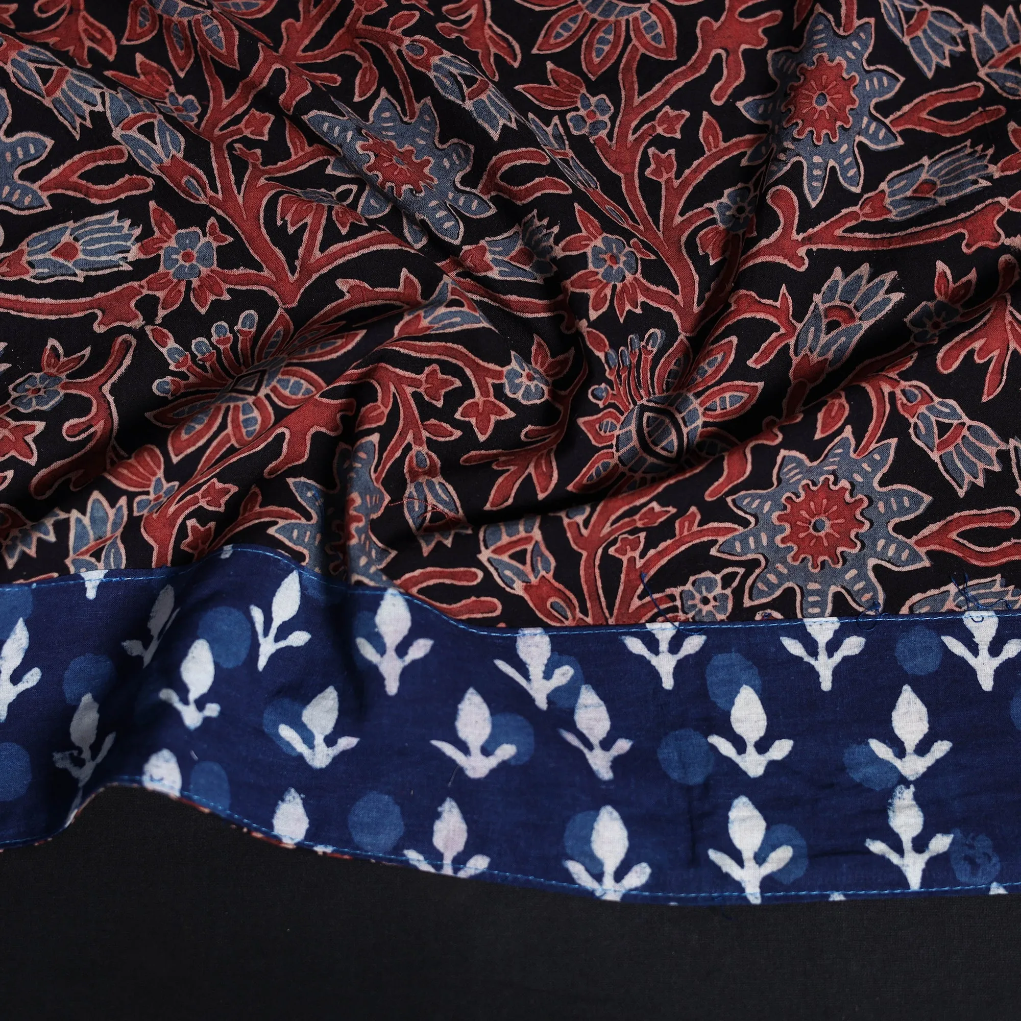 Black - Block Print Cotton Ajrakh Blouse Piece 07 sold by Itokri product image thumbnail 3