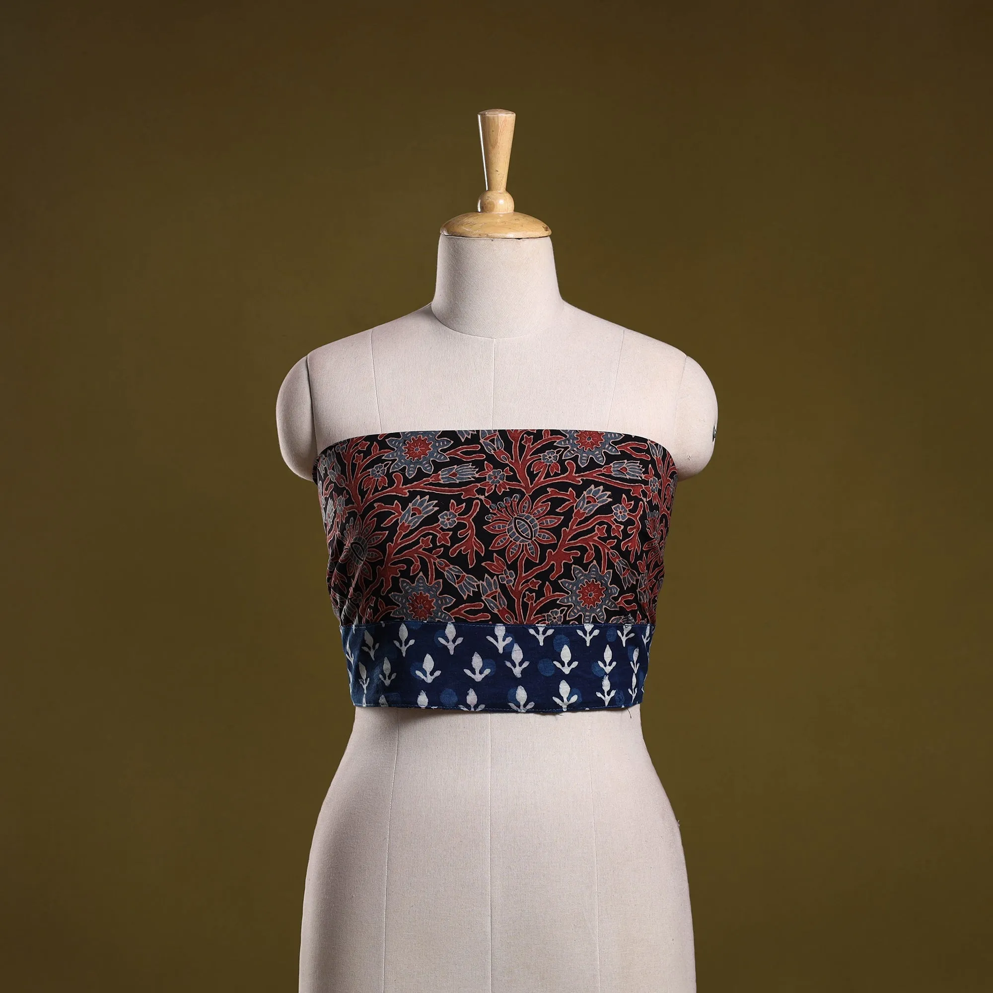 Black - Block Print Cotton Ajrakh Blouse Piece 07 sold by Itokri