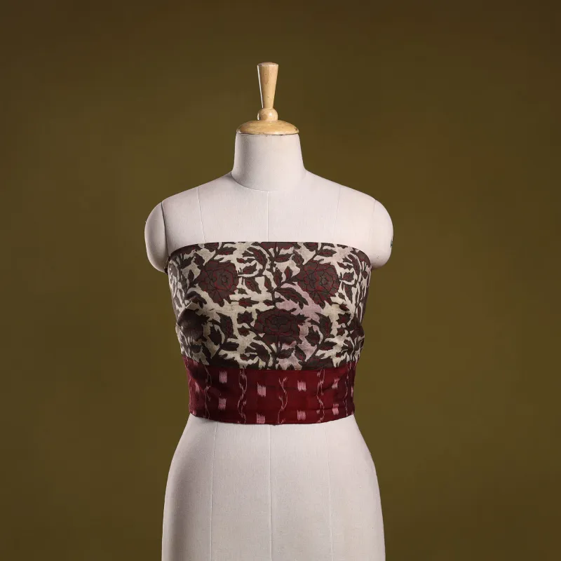 Beige - Block Print Cotton Ajrakh Blouse Piece 04 made by Itokri