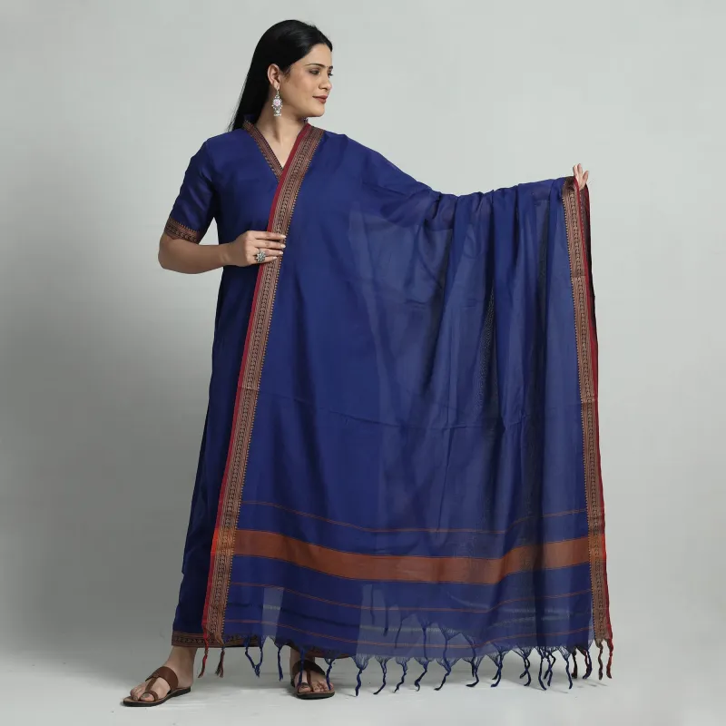 Bold Blue Dharwad Cotton Kurta with Palazzo & Dupatta Set made by Itokri