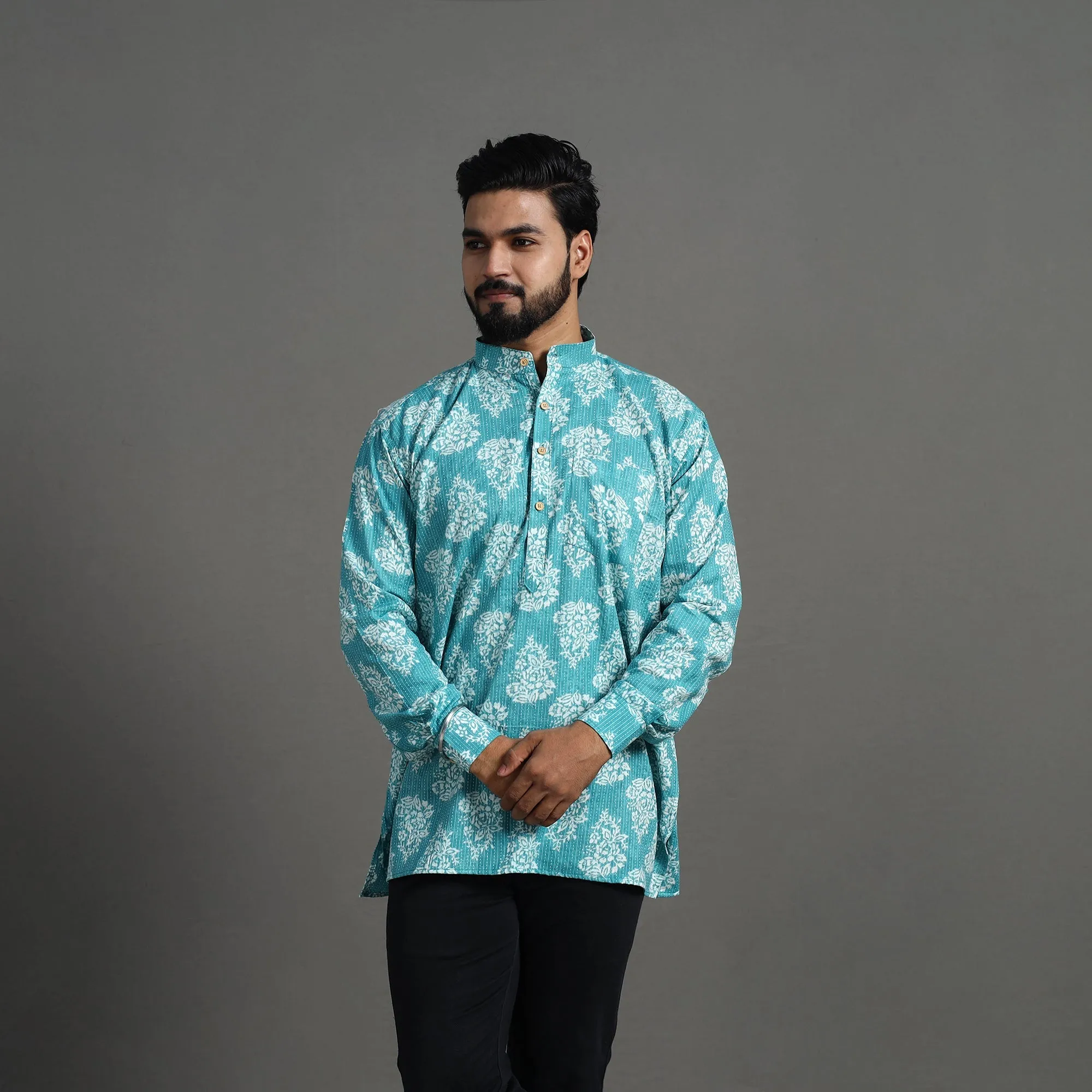Kantha Stitch Cotton Short Jaipur Kurta for Men 03 sold by Itokri product image thumbnail 5