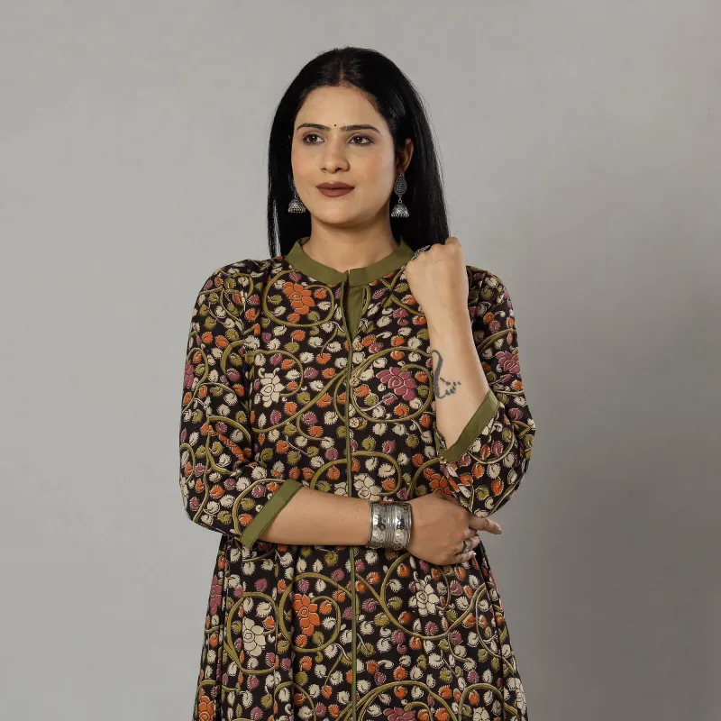 Black - Kalamkari Printed Cotton Kurta sold by Itokri