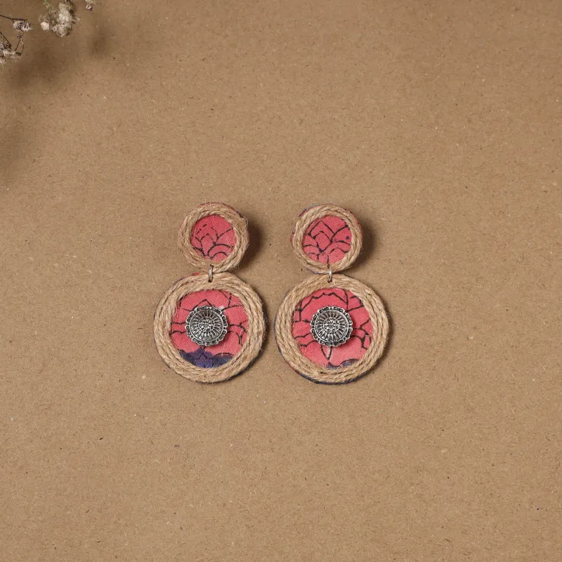 Red - Roshni Jute Fabart Handmade Earrings made by Itokri