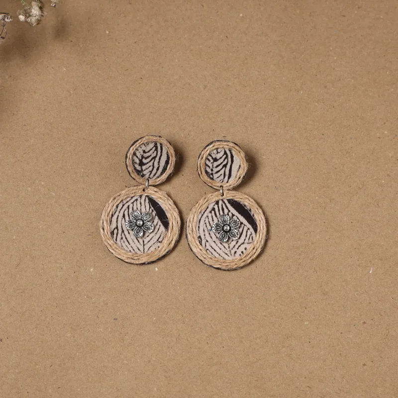 Beige - Shanaya Jute Fabart Handmade Earrings sold by Itokri