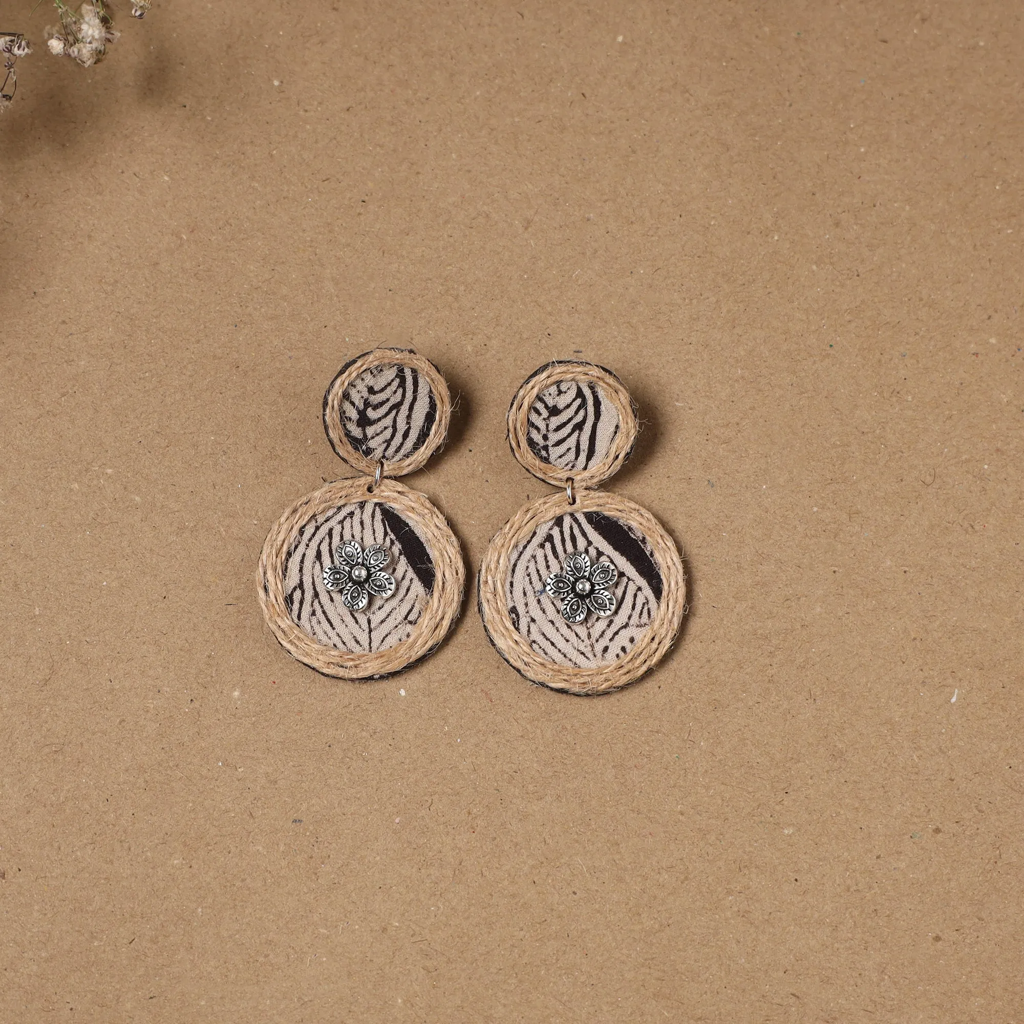 Beige - Shanaya Jute Fabart Handmade Earrings sold by Itokri