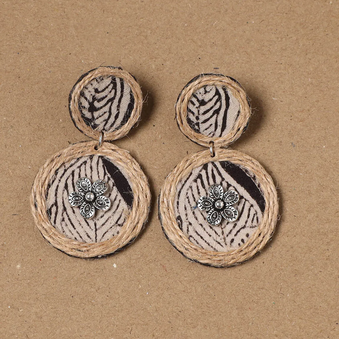 Beige - Shanaya Jute Fabart Handmade Earrings sold by Itokri product image thumbnail 2