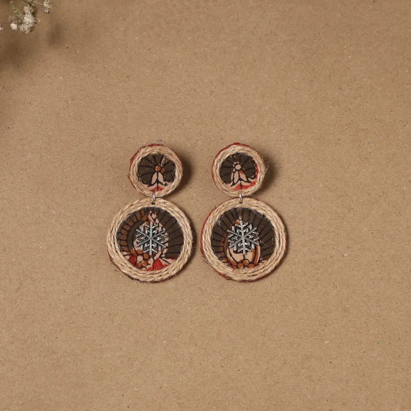 Black - Mannat Jute Fabart Handmade Earrings sold by Itokri