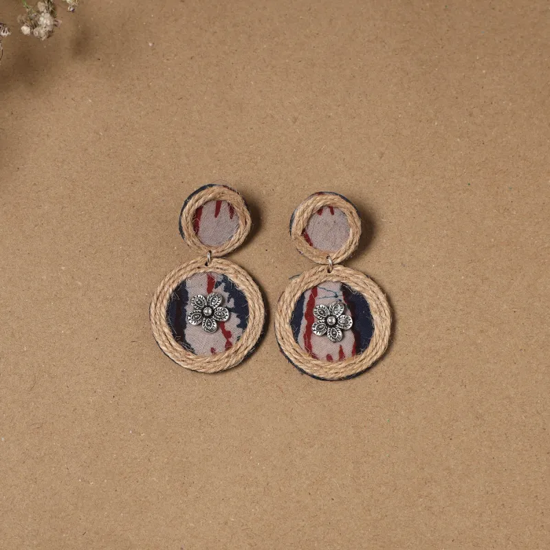 Black - Shifa Jute Fabart Handmade Earrings sold by Itokri