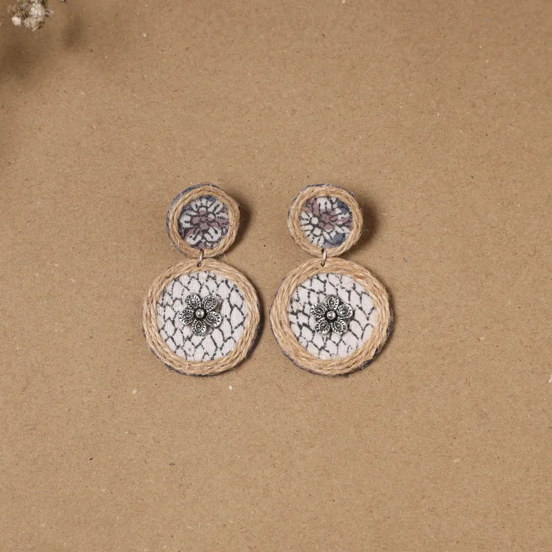 Beige - Shipra Jute Fabart Handmade Earrings sold by Itokri