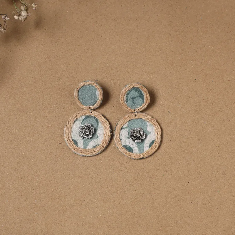 Green - Haniya Jute Fabart Handmade Earrings made by Itokri