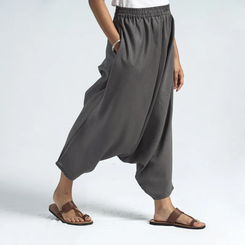 Dark Grey - Plain Flex Cotton Elasticated Harem Pant made by Itokri