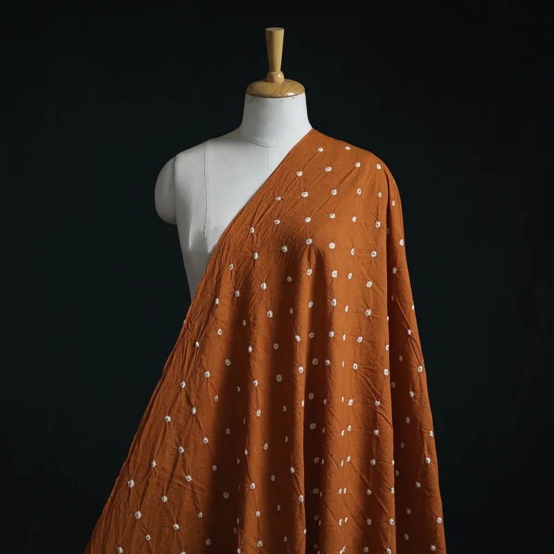 Brown - Kutch Tie-Dye Pure Mul Cotton Bandhani Fabric 10 made by Itokri