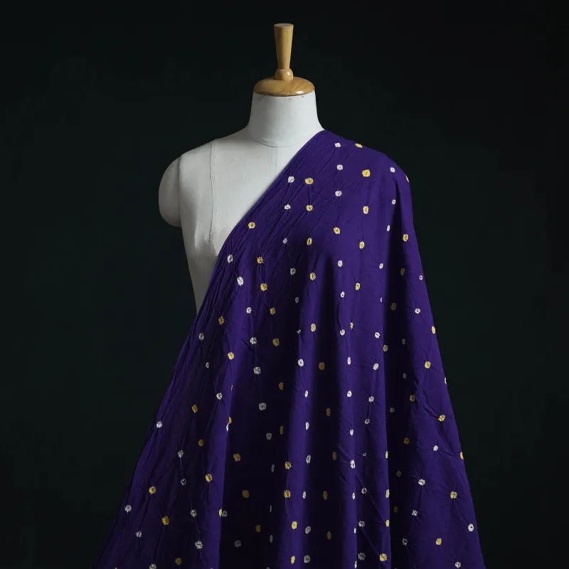 Purple - Kutch Tie-Dye Pure Mul Cotton Bandhani Fabric 09 made by Itokri