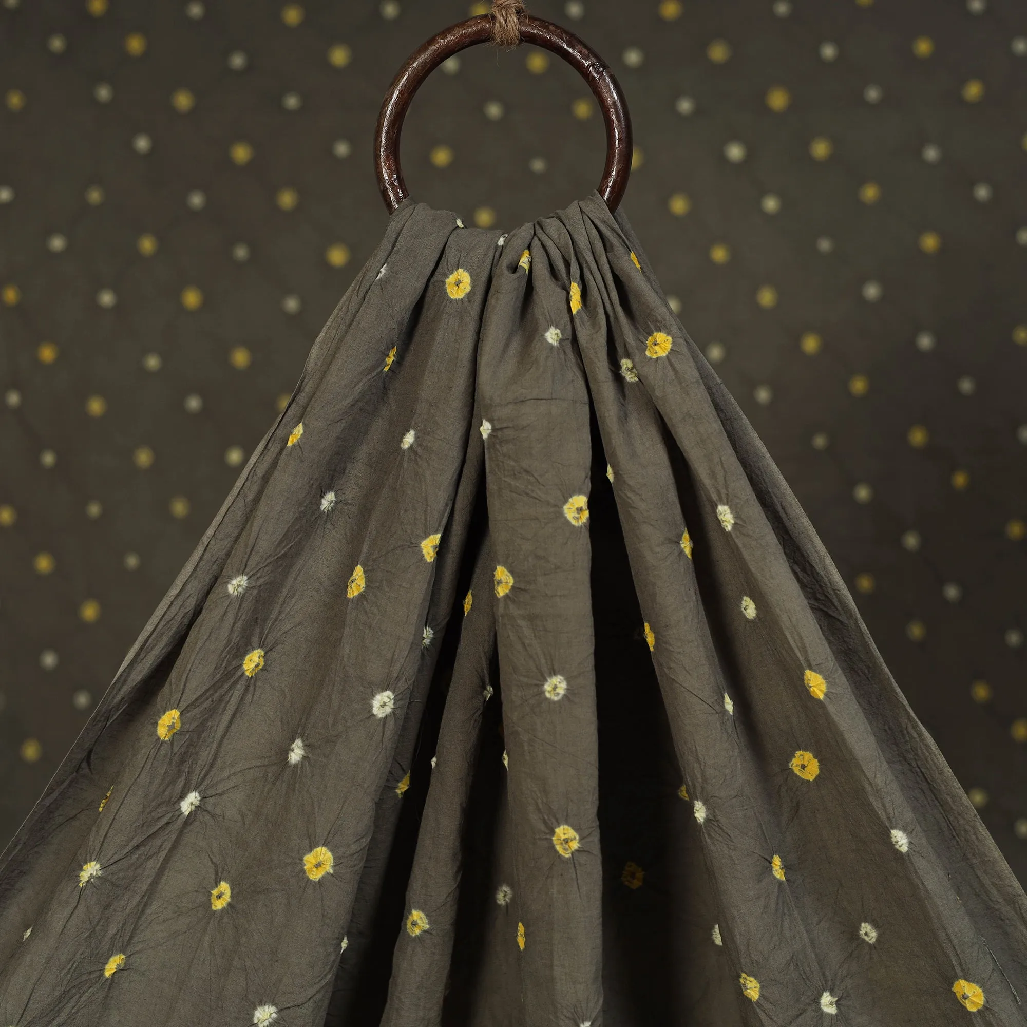 Grey - Kutch Tie-Dye Pure Mul Cotton Bandhani Fabric 08 sold by Itokri product image thumbnail 3