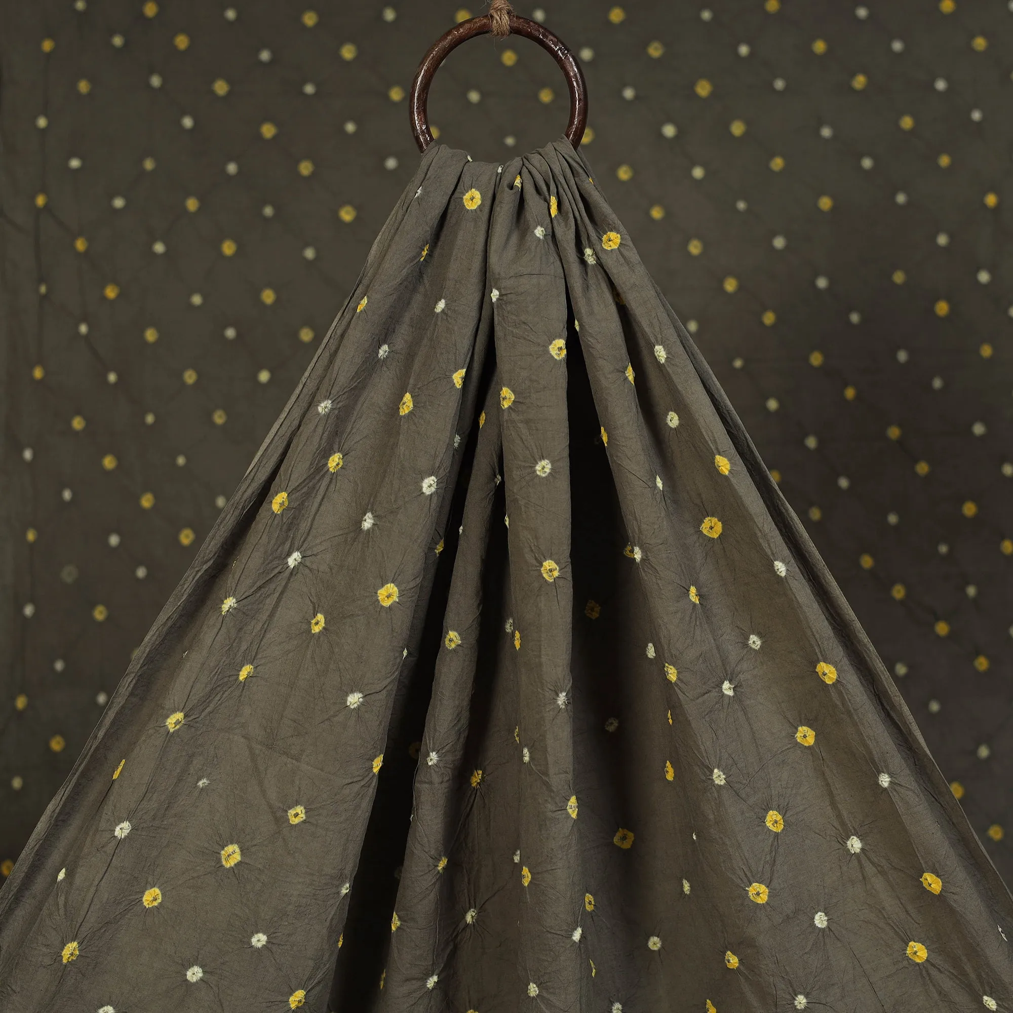 Grey - Kutch Tie-Dye Pure Mul Cotton Bandhani Fabric 08 sold by Itokri product image thumbnail 2