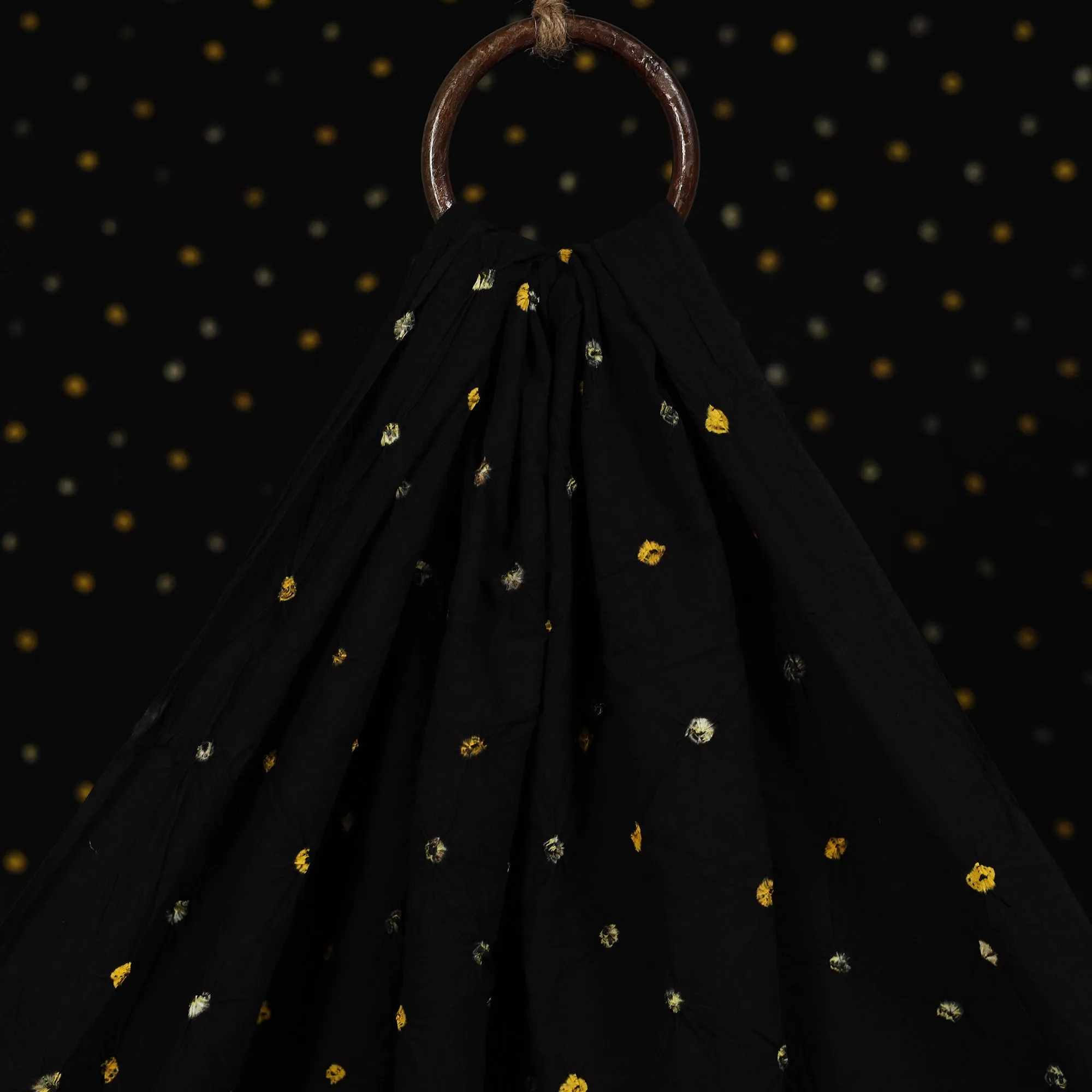 Black - Kutch Tie-Dye Pure Mul Cotton Bandhani Fabric 01 sold by Itokri product image thumbnail 3