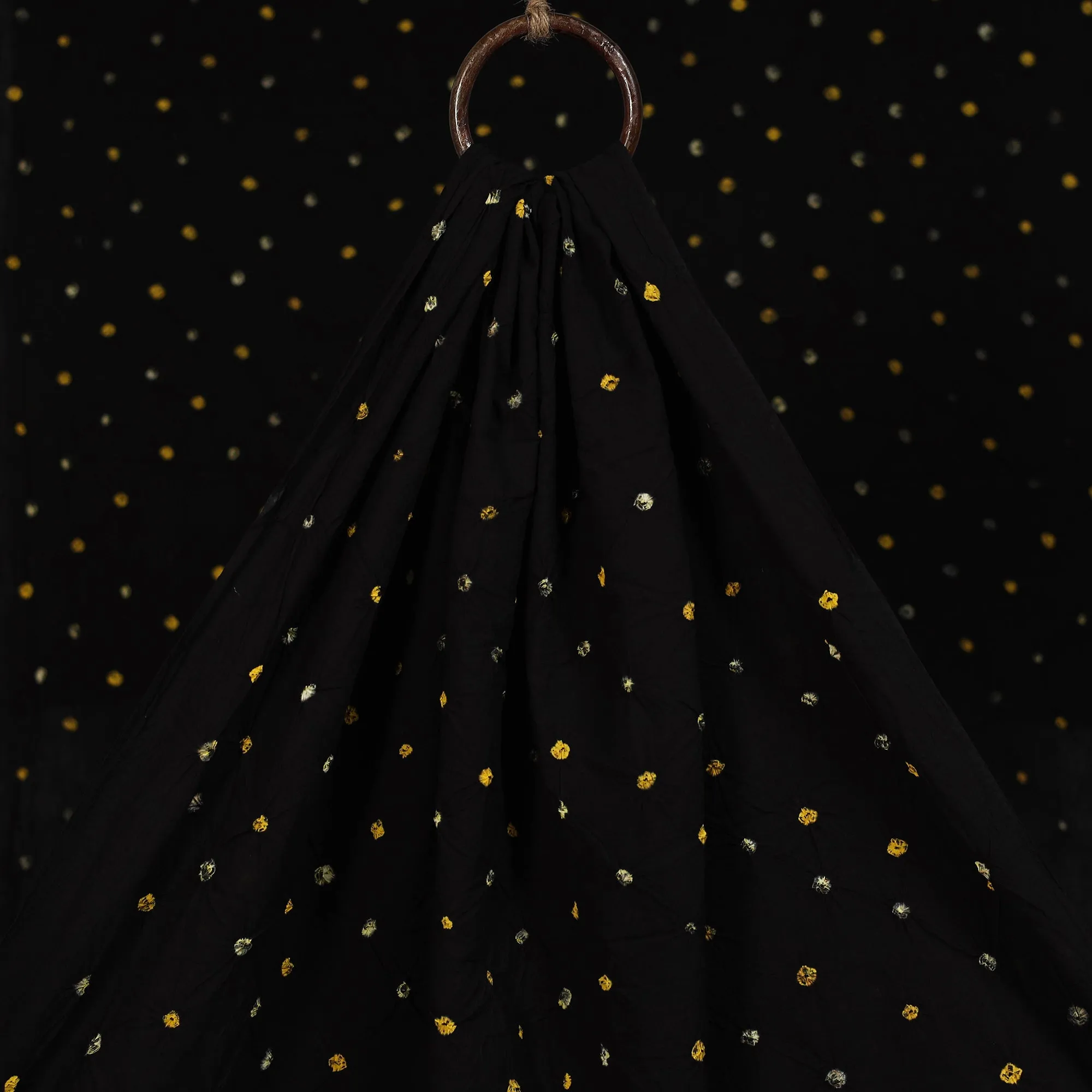 Black - Kutch Tie-Dye Pure Mul Cotton Bandhani Fabric 01 sold by Itokri product image thumbnail 2