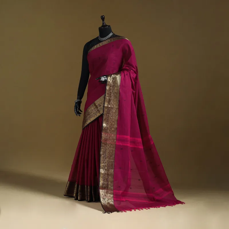 Pink - Thread Buti Cotton Kanchipuram Saree with Border 57 made by Itokri