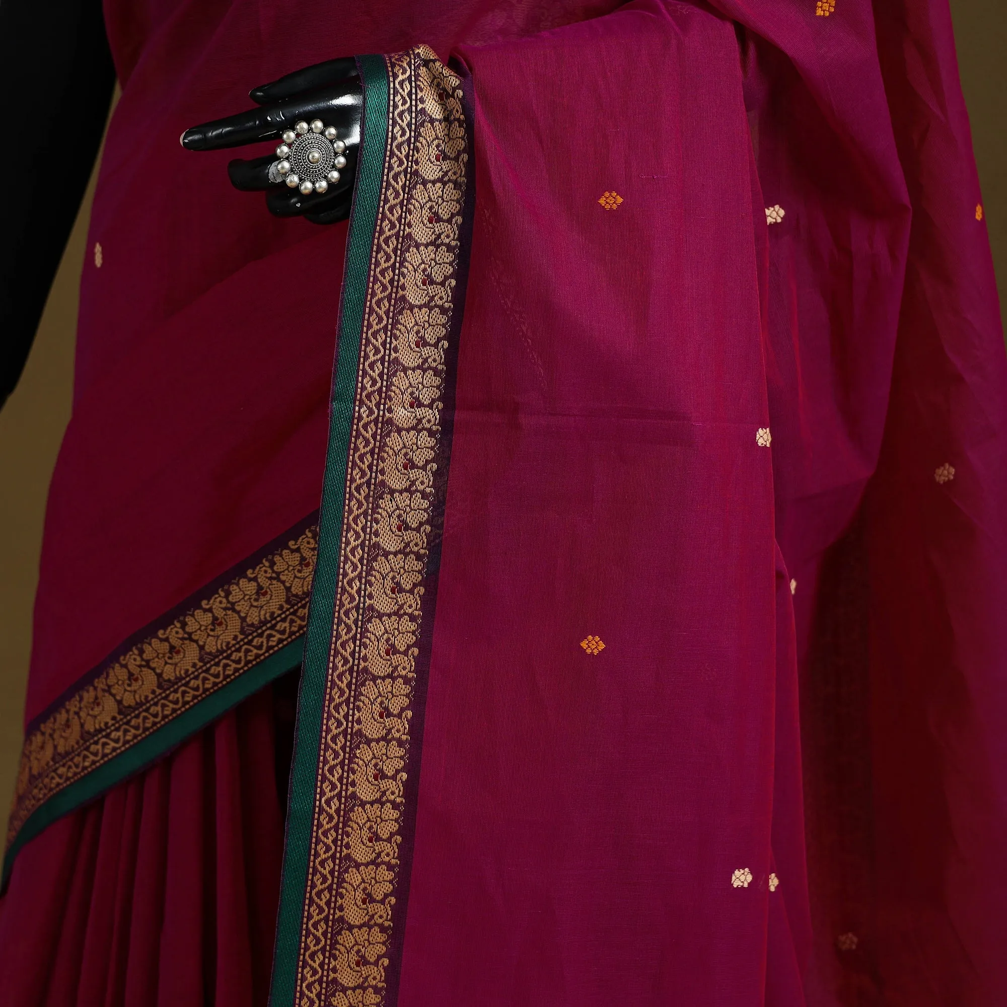 Thread Buti Cotton Kanchipuram Saree with Border 48 sold by Itokri product image thumbnail 3