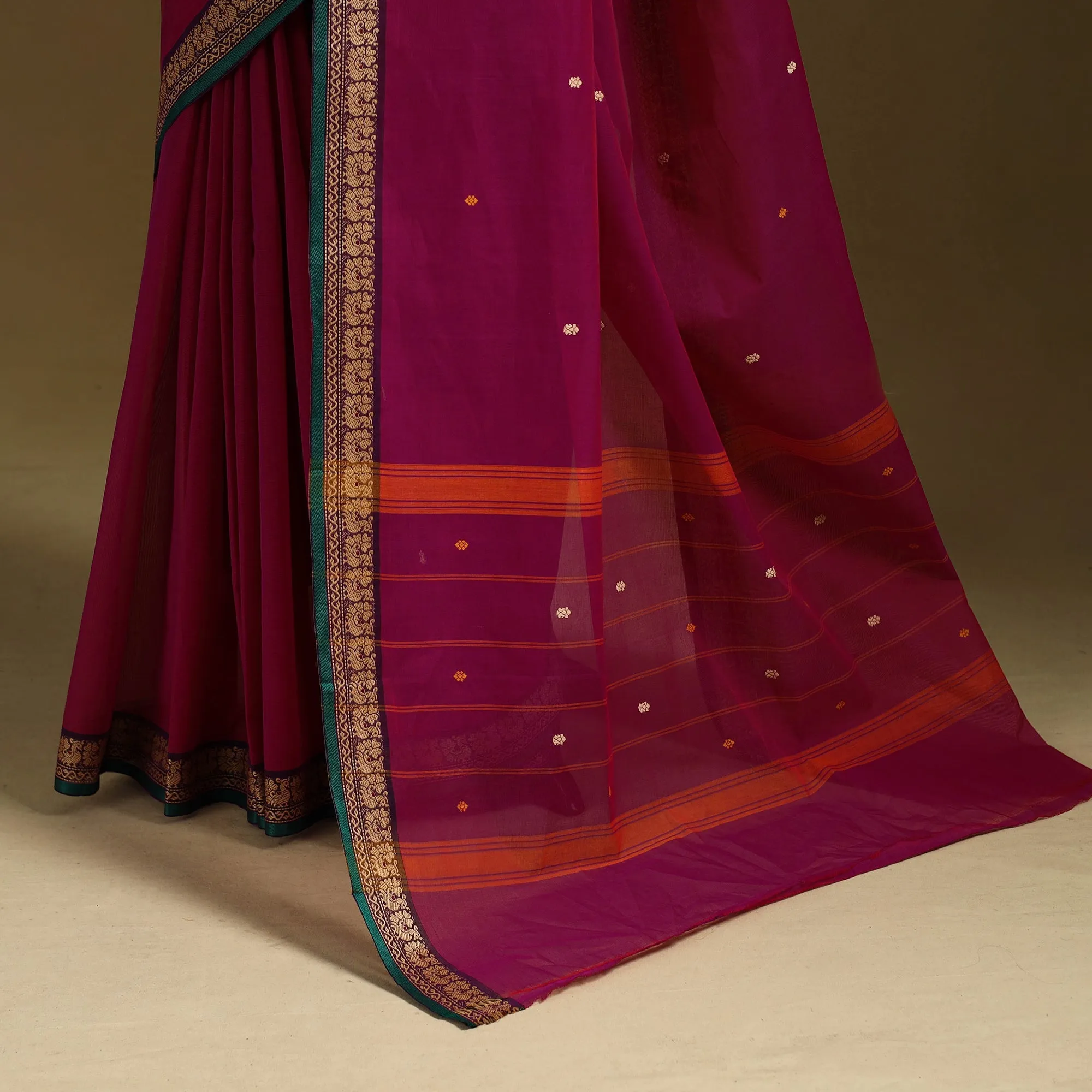 Thread Buti Cotton Kanchipuram Saree with Border 48 sold by Itokri product image thumbnail 4