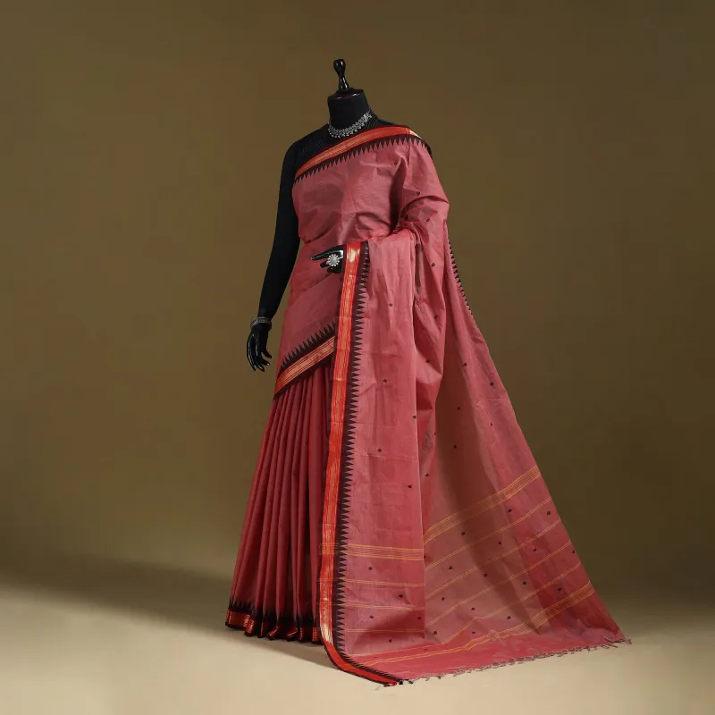 Pink - Thread Buti Cotton Kanchipuram Saree with Border 34 sold by Itokri