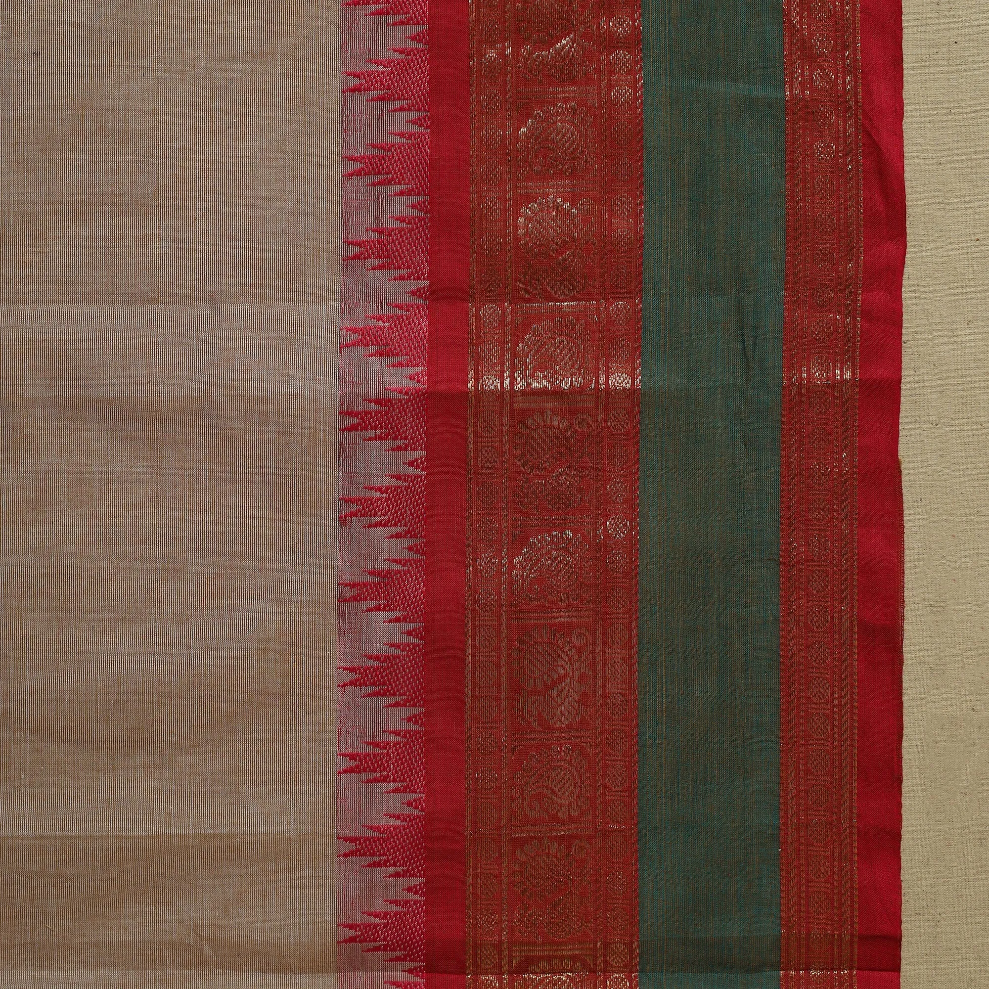 Brown - Thread Buti Cotton Kanchipuram Saree with Border 17 sold by Itokri product image thumbnail 5