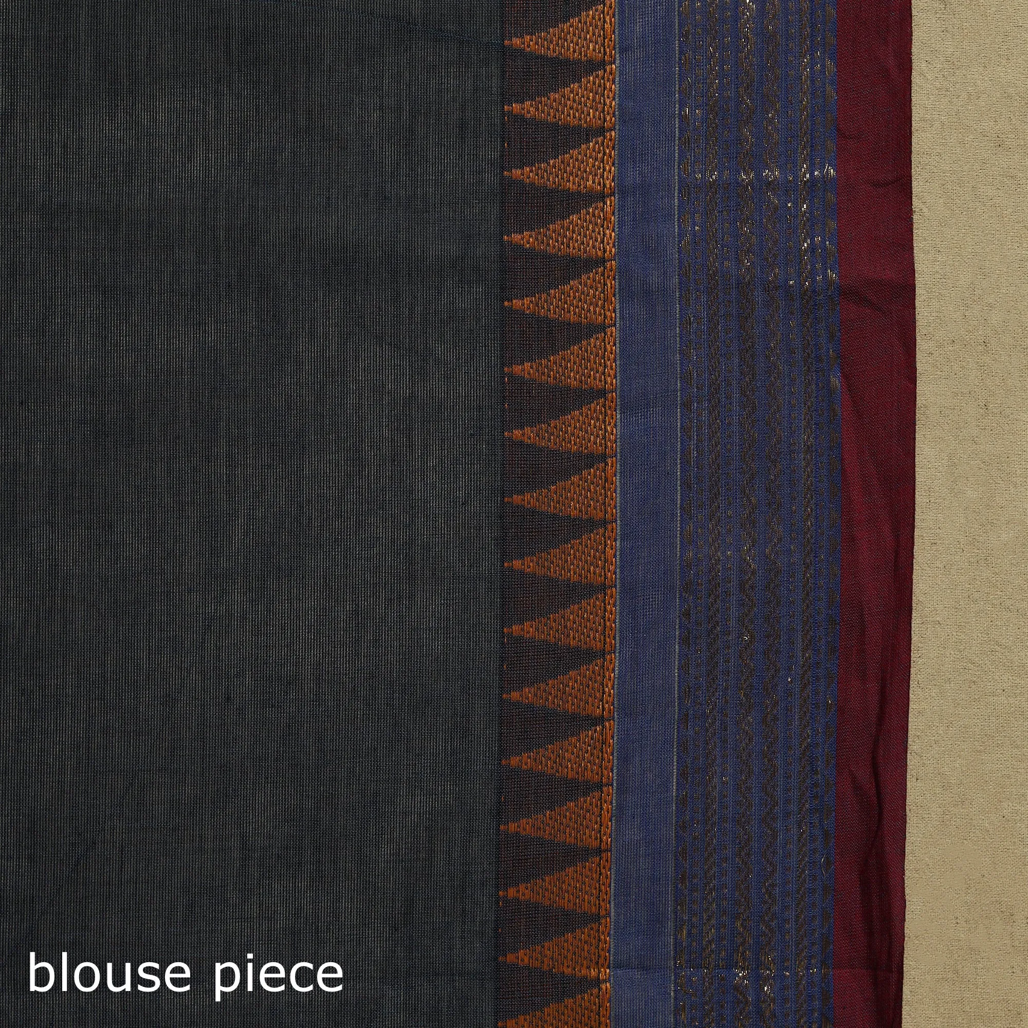 Black - Thread Buti Cotton Kanchipuram Saree with Border 07 sold by Itokri product image thumbnail 5