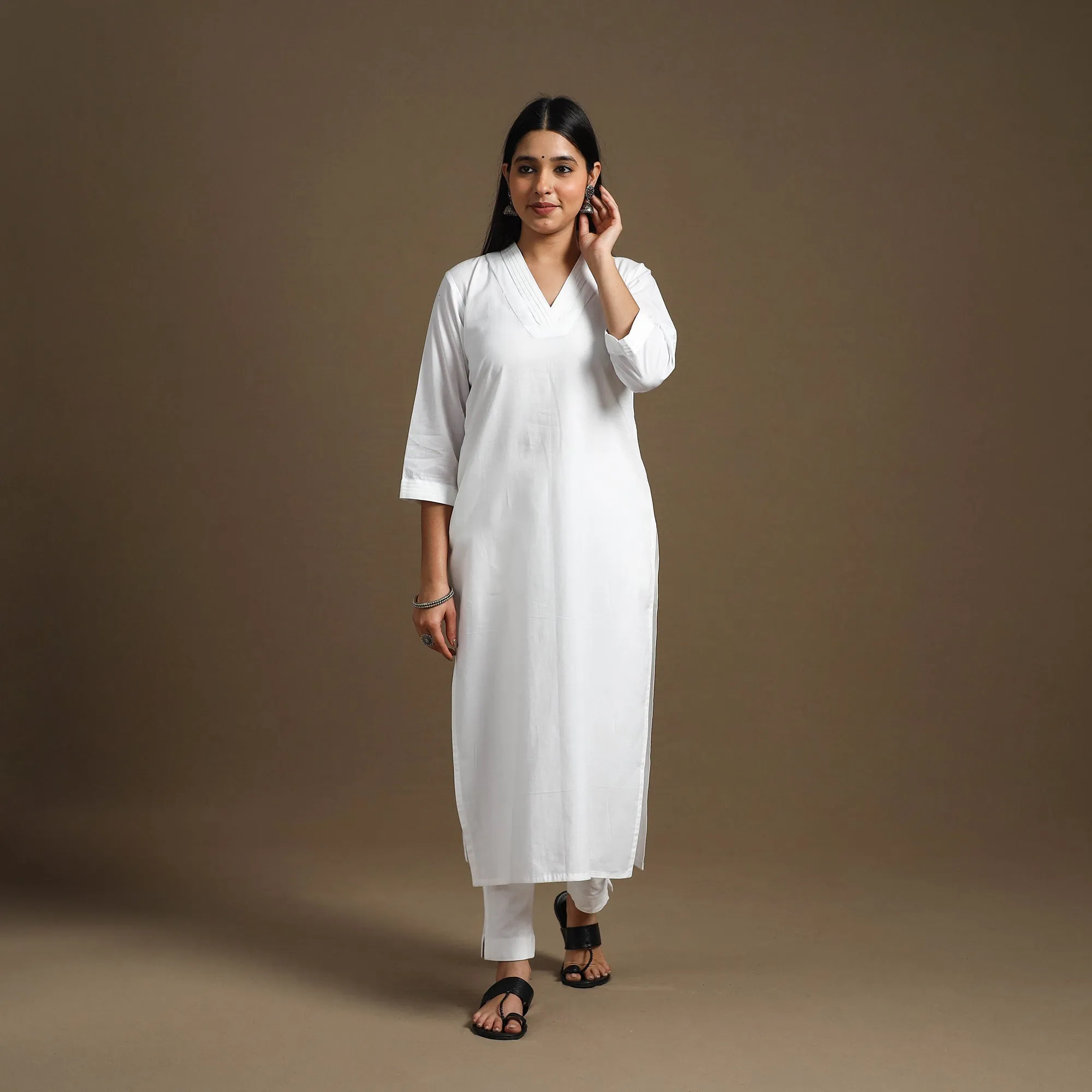 White - Straight Plain Cotton Kurta 02 sold by Itokri product image thumbnail 2