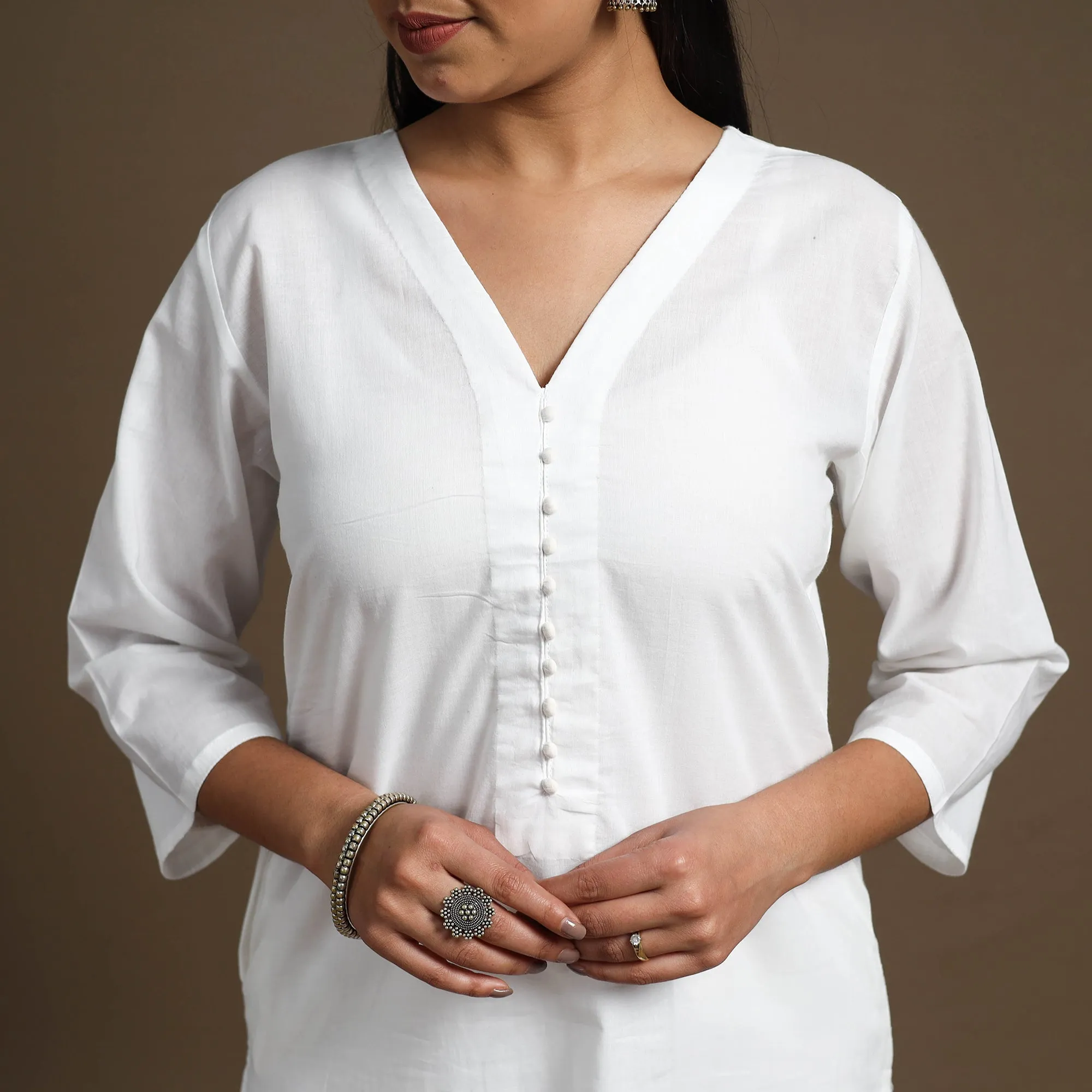 White - Straight Plain Cotton Kurta 03 sold by Itokri product image thumbnail 5