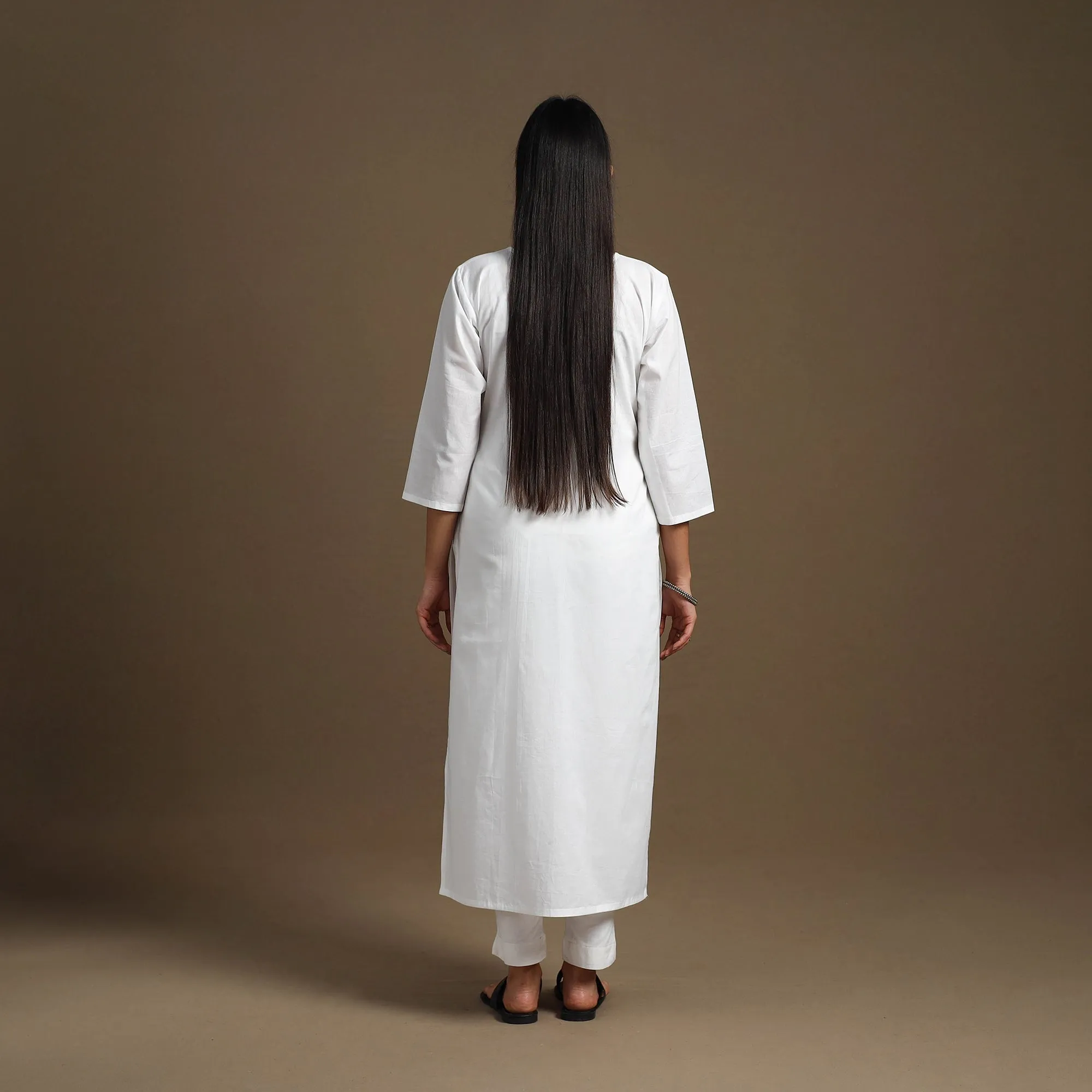 White - Straight Plain Cotton Kurta 03 sold by Itokri product image thumbnail 4