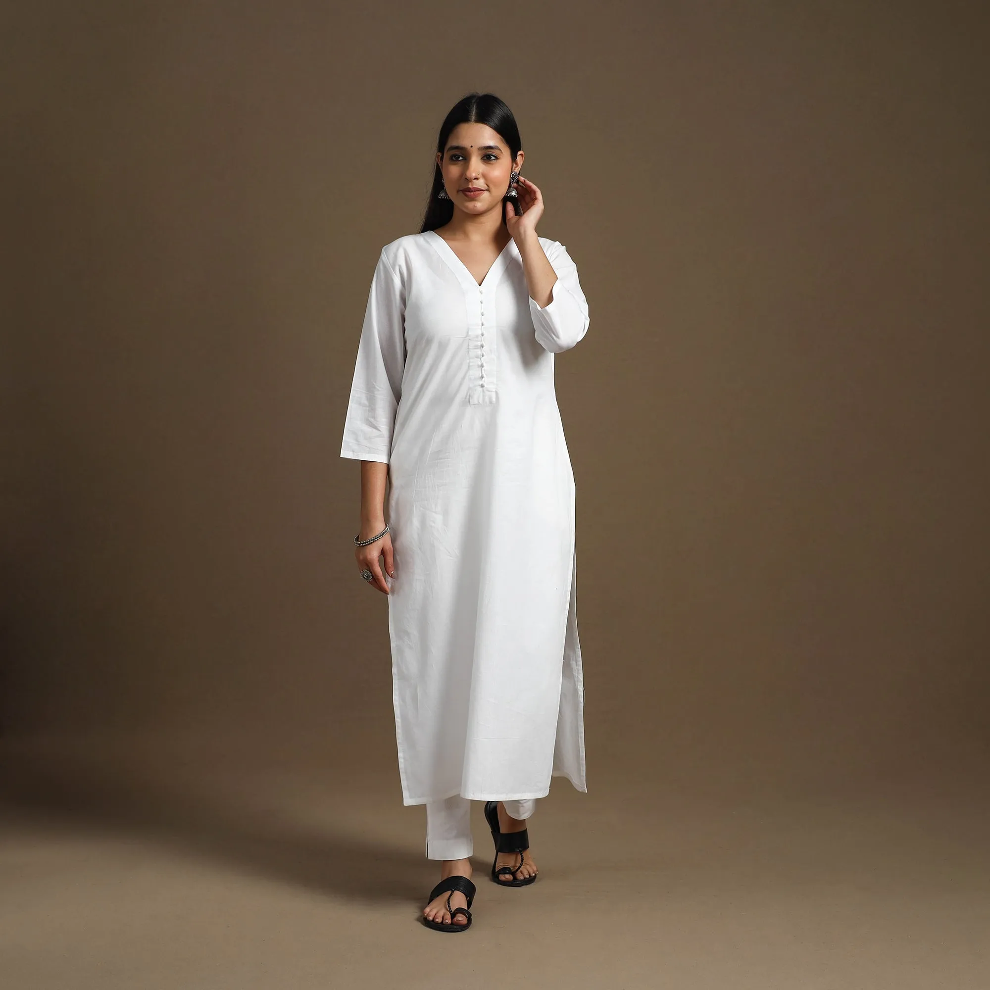 White - Straight Plain Cotton Kurta 03 sold by Itokri product image thumbnail 2