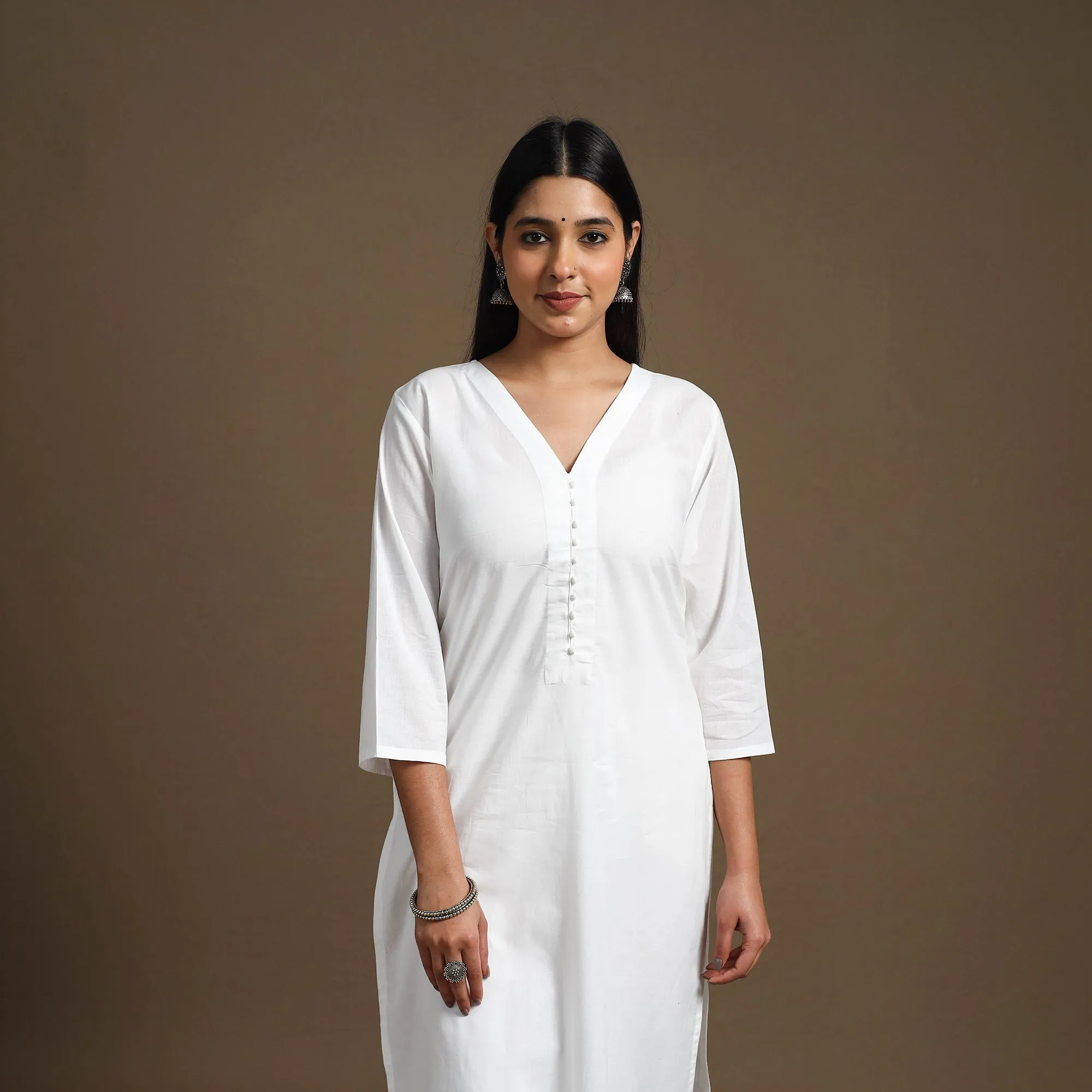 White - Straight Plain Cotton Kurta 03 sold by Itokri product image thumbnail 3