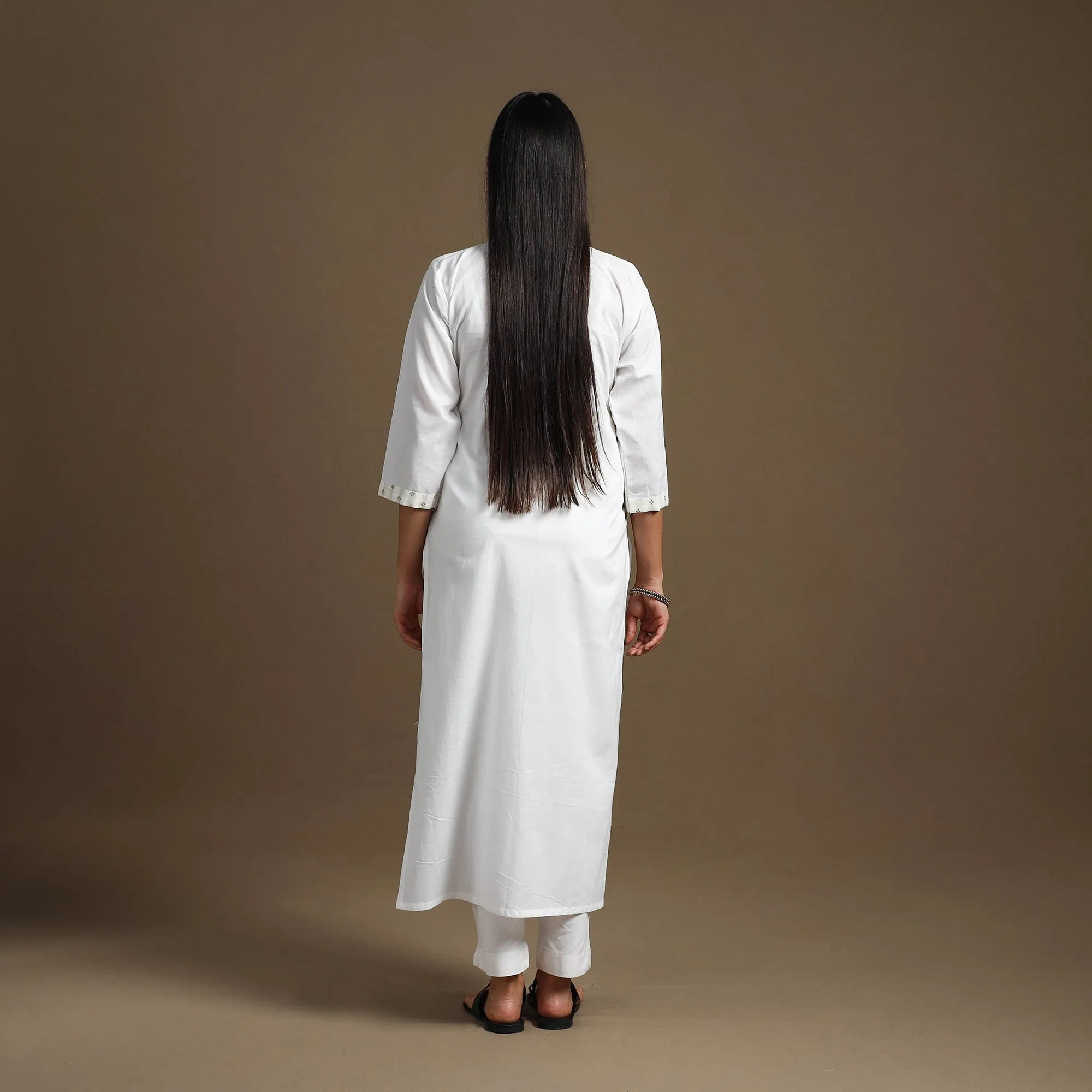 White - Straight Plain Cotton Kurta 09 sold by Itokri product image thumbnail 4