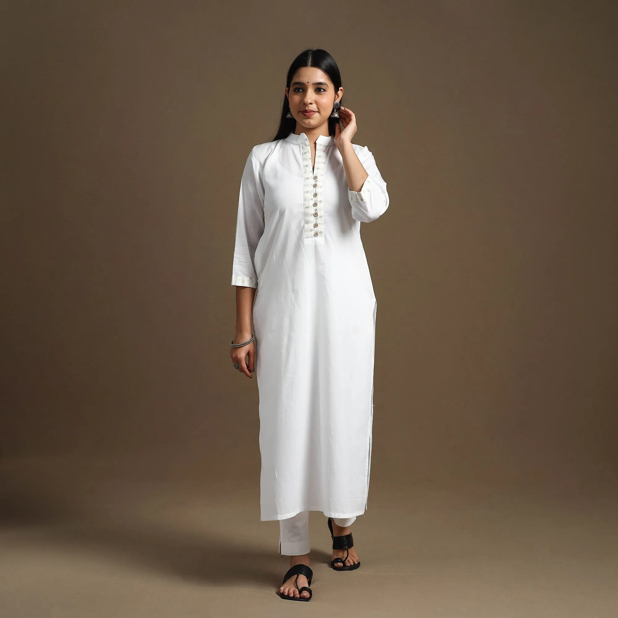 White - Straight Plain Cotton Kurta 09 sold by Itokri product image thumbnail 2