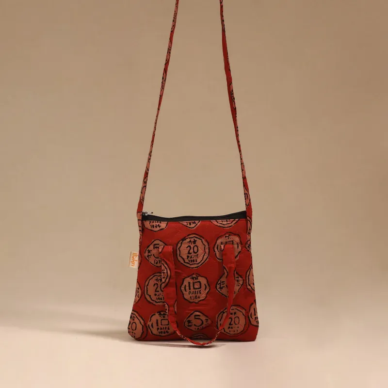 Red - Handcrafted Quilted Sling Bag 41 made by Itokri