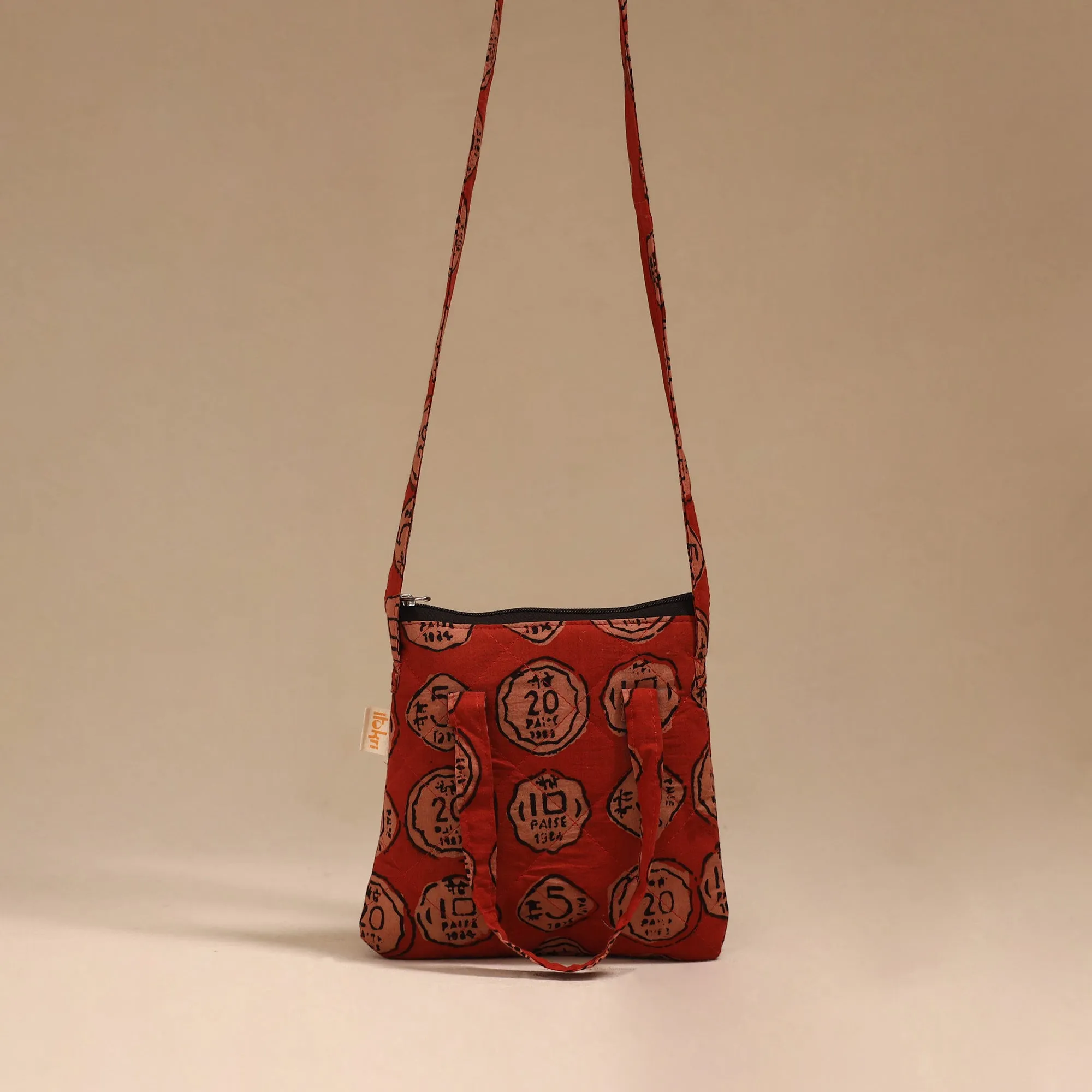 Red - Handcrafted Quilted Sling Bag 41 sold by Itokri