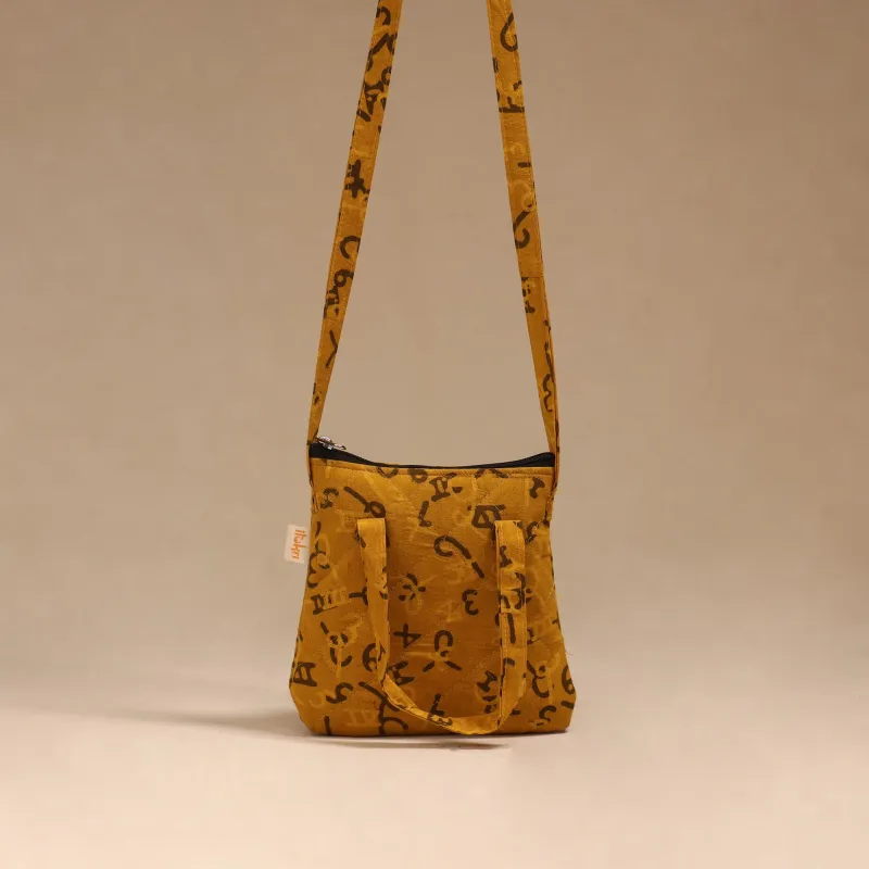 Yellow - Handcrafted Quilted Sling Bag 32 made by Itokri