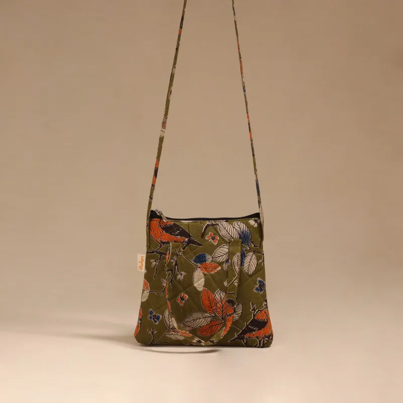 Green - Handcrafted Quilted Sling Bag 18 made by Itokri