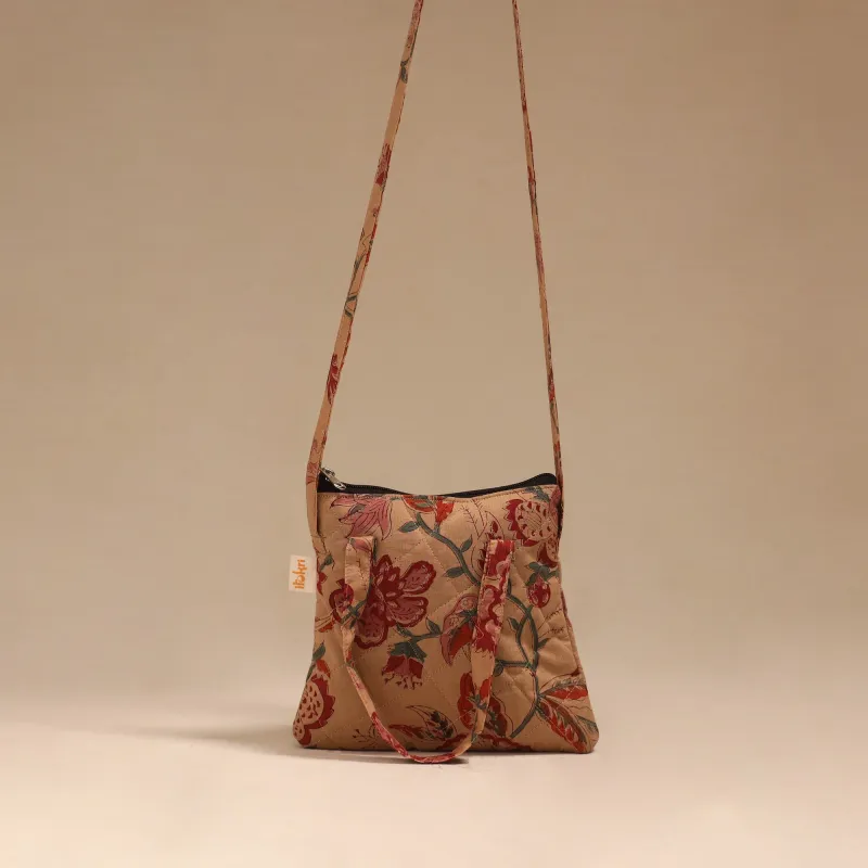 Brown - Handcrafted Quilted Sling Bag 17 made by Itokri